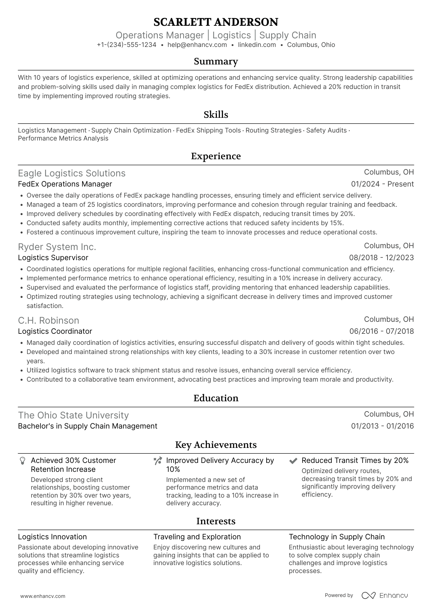 FedEx resume example