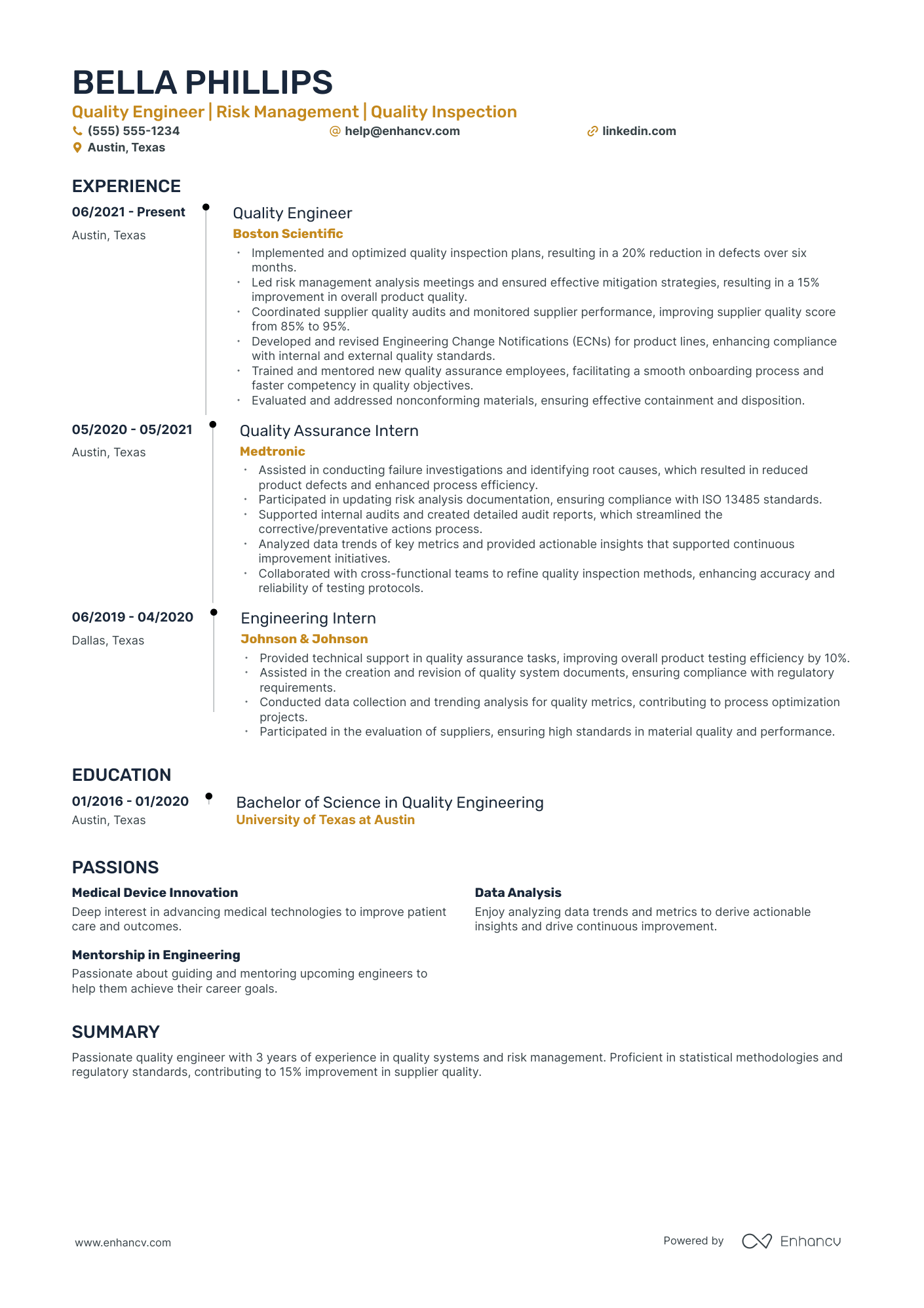 Senior Quality Assurance Engineer resume example