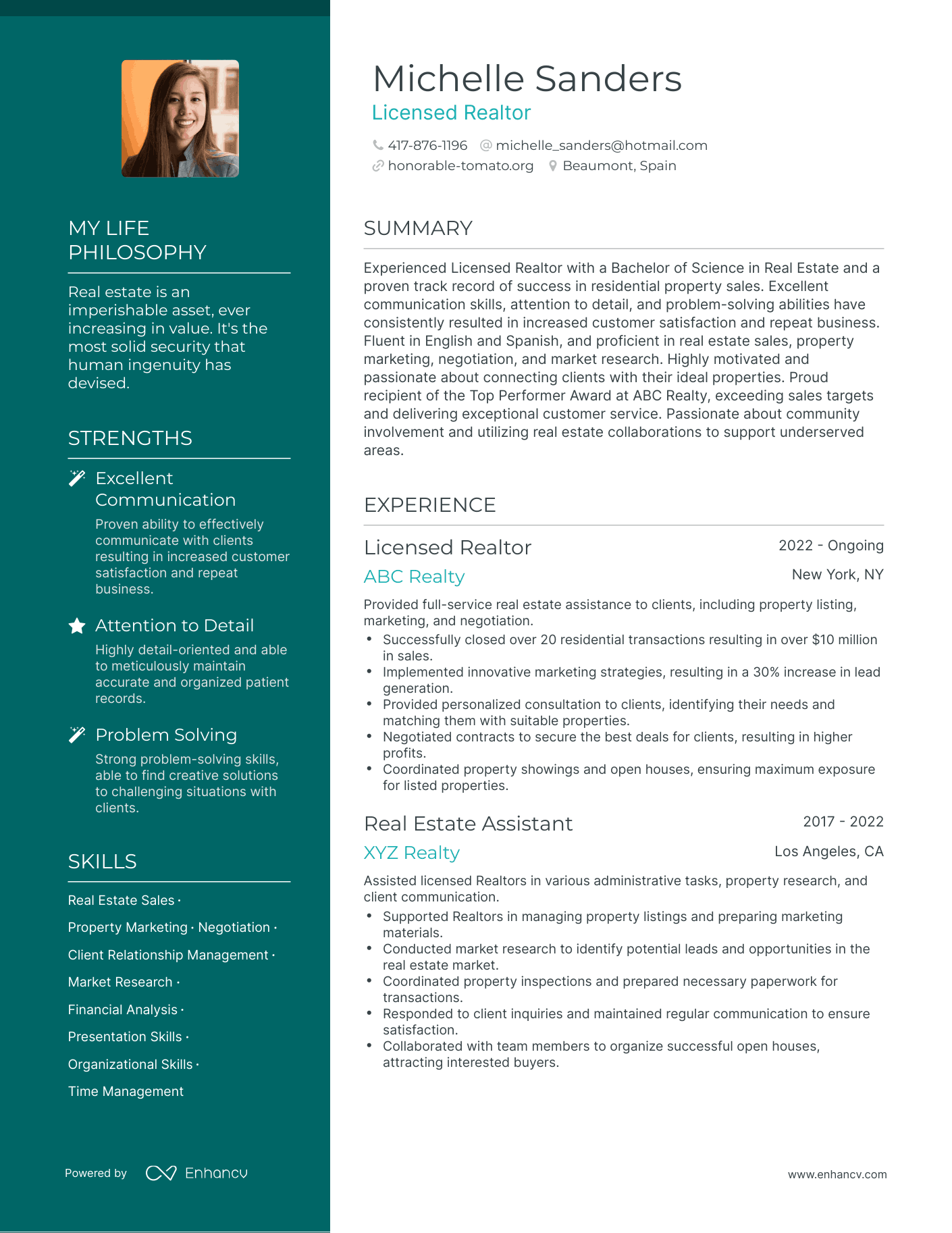 Creative Licensed Realtor Resume Example
