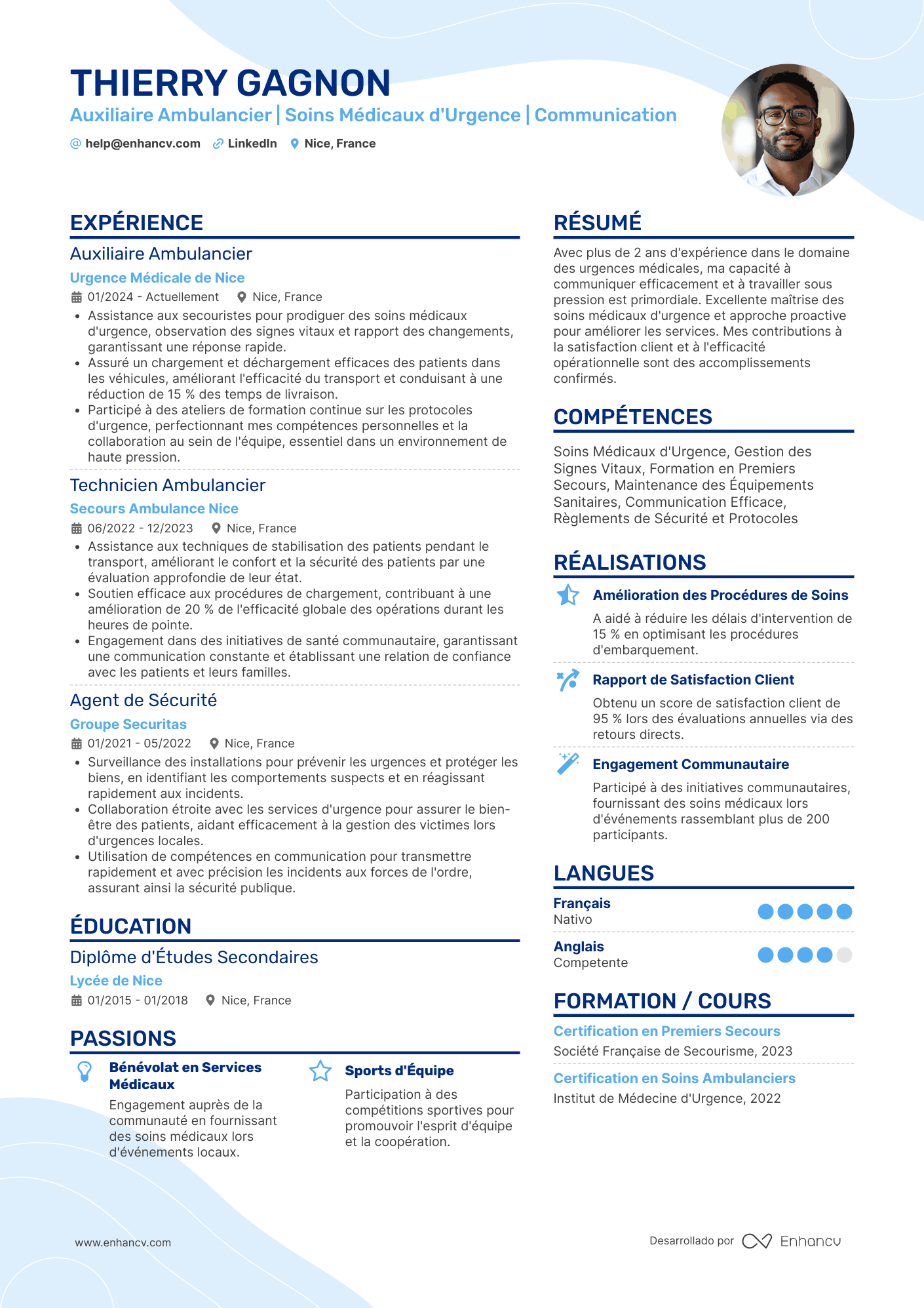 auxiliaire ambulancier CV