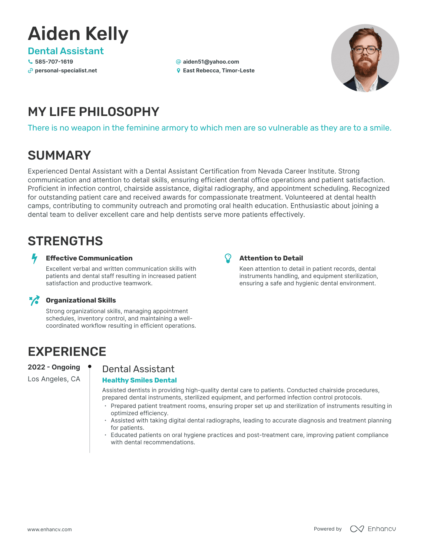 Creative Dental Assistant Resume Example