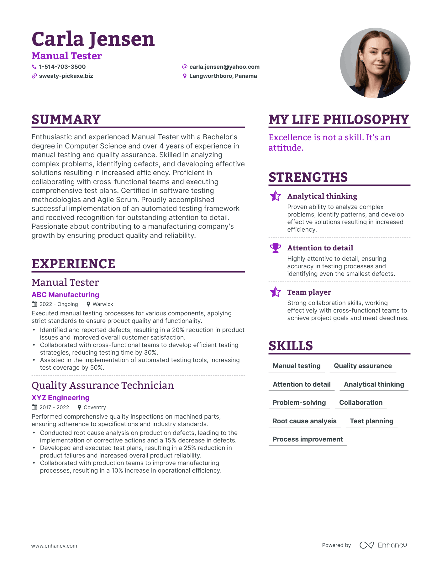 Manual Tester resume example