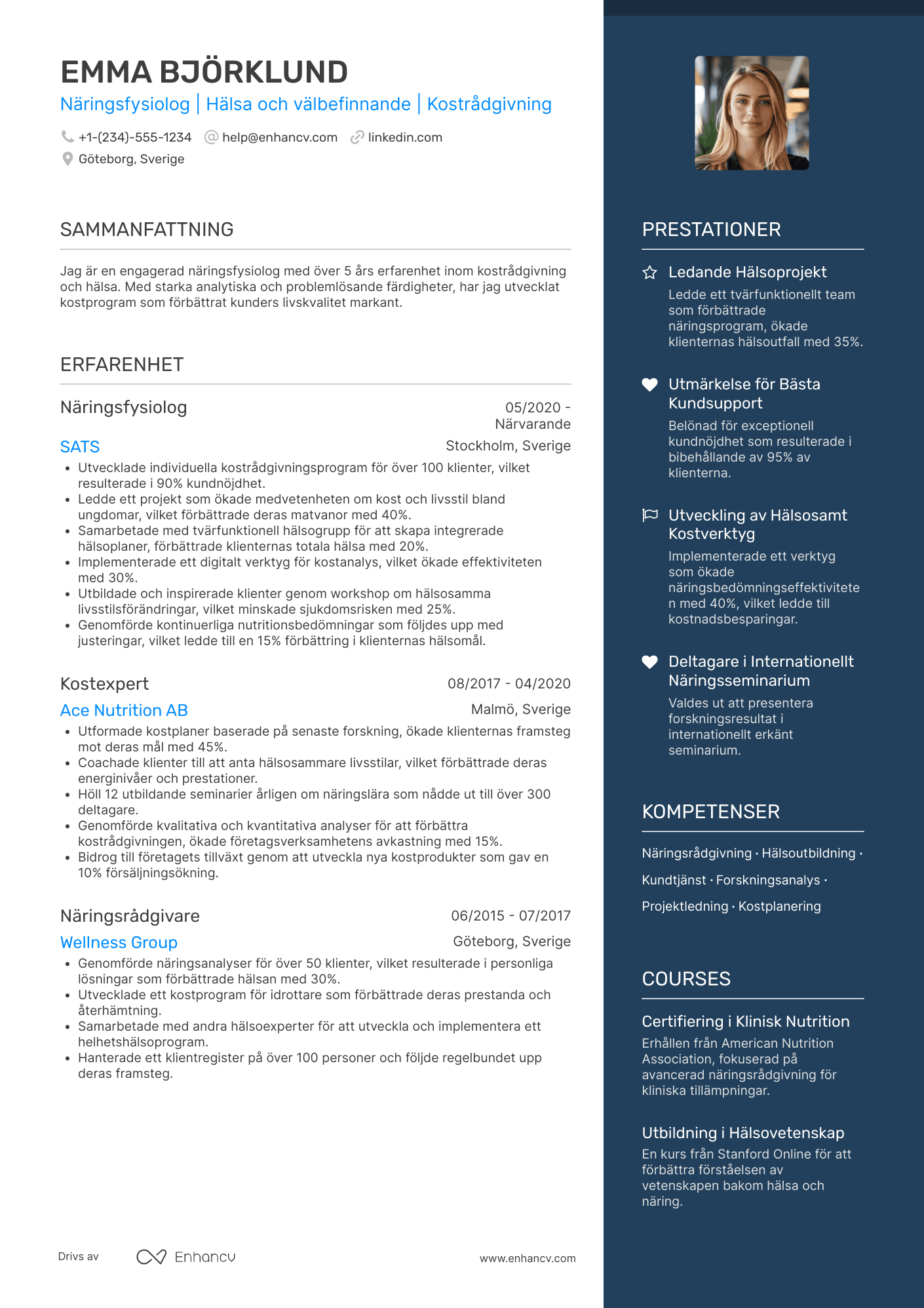 Näringsfysiolog CV