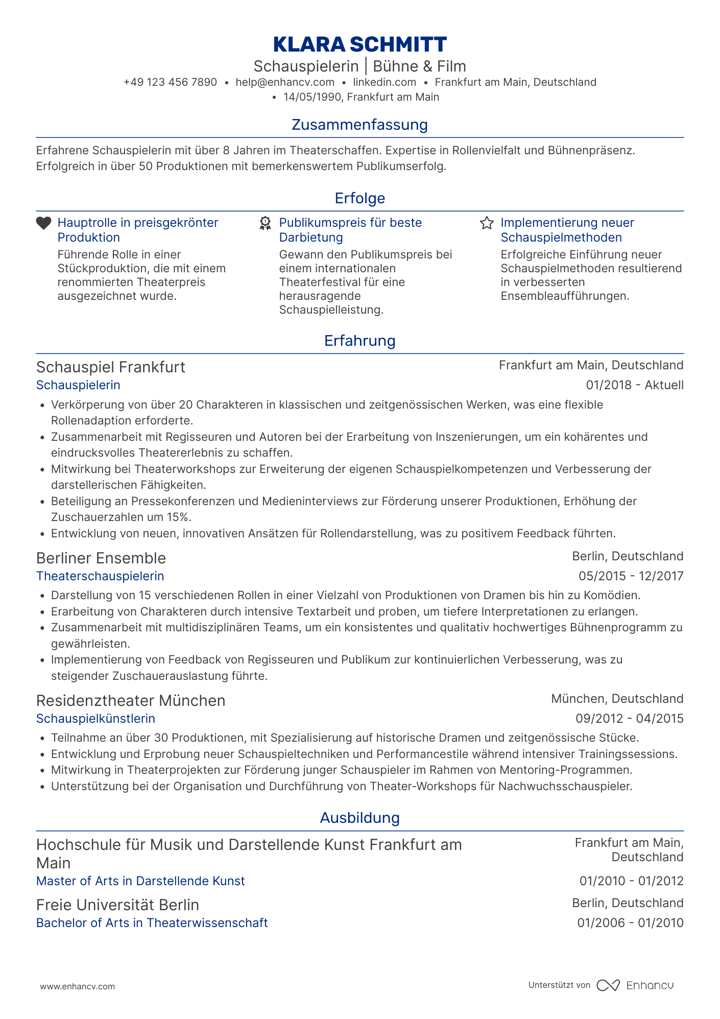 Schauspieler CV