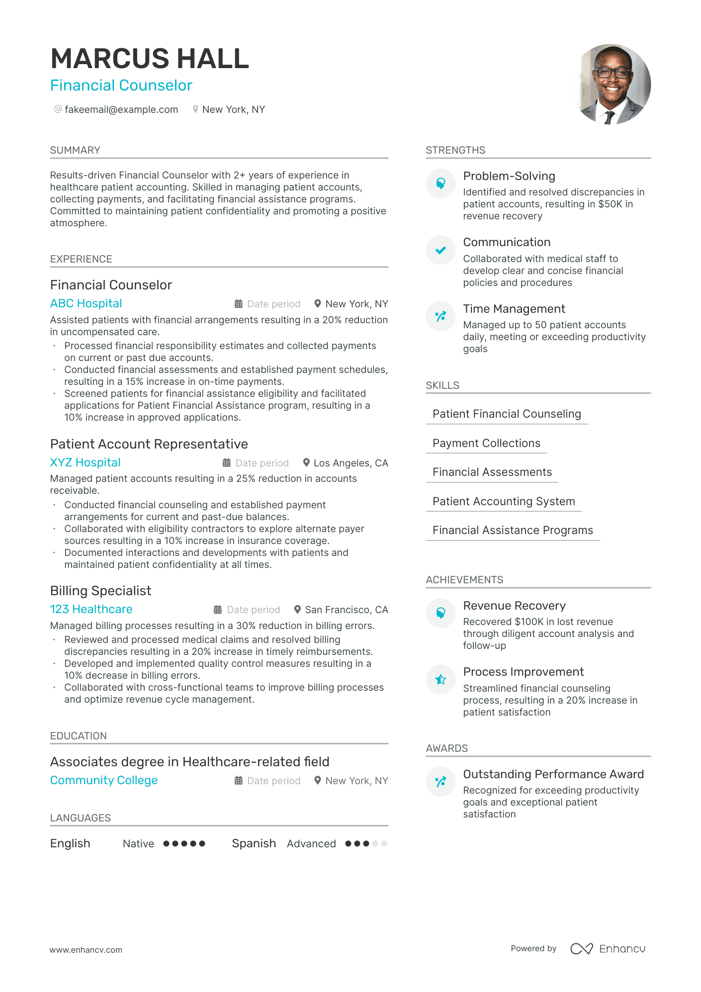Financial Counselor resume example