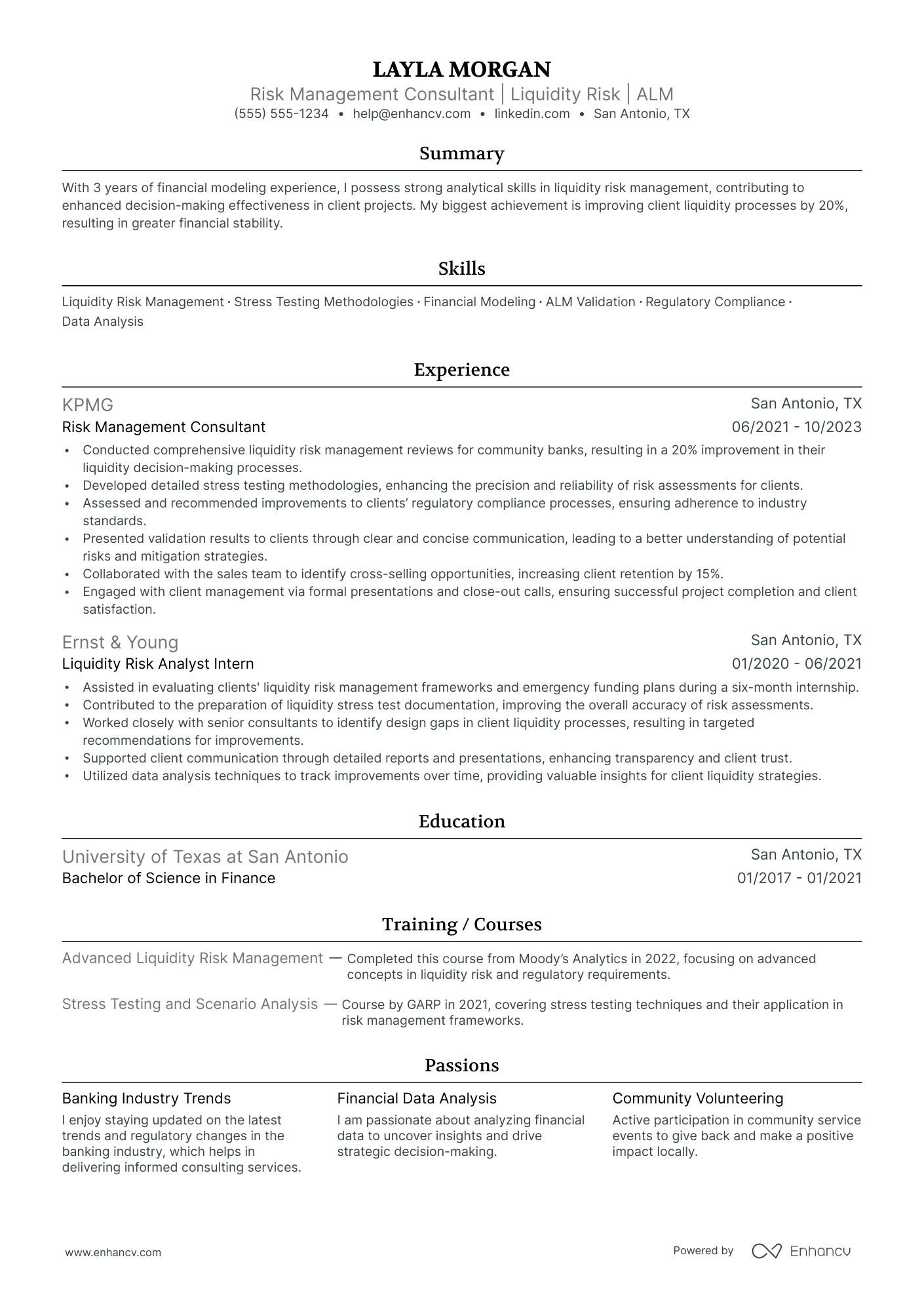 Risk Management Consultant resume example