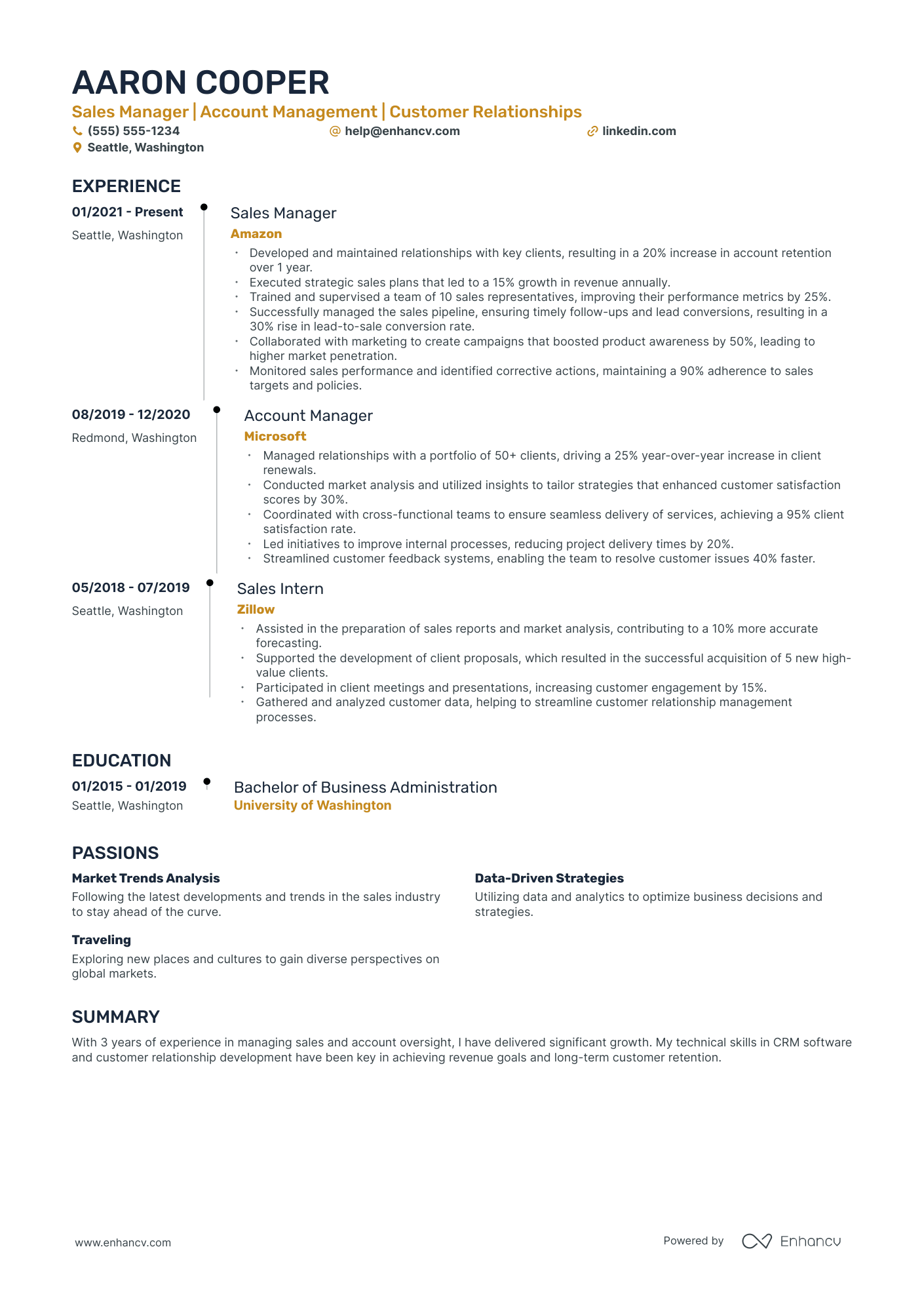 Senior Sales Manager resume example