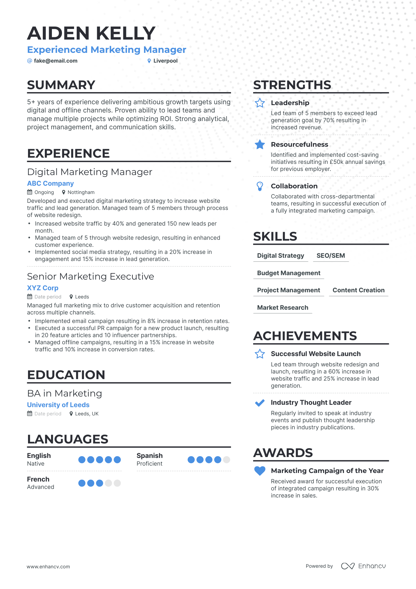3 Marketing Manager CV Examples for 2023