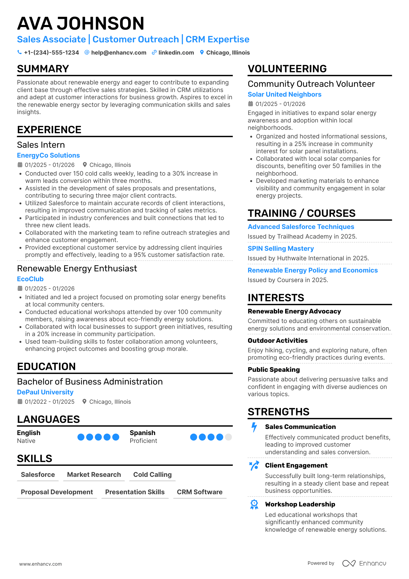 Entry Level Sales resume example