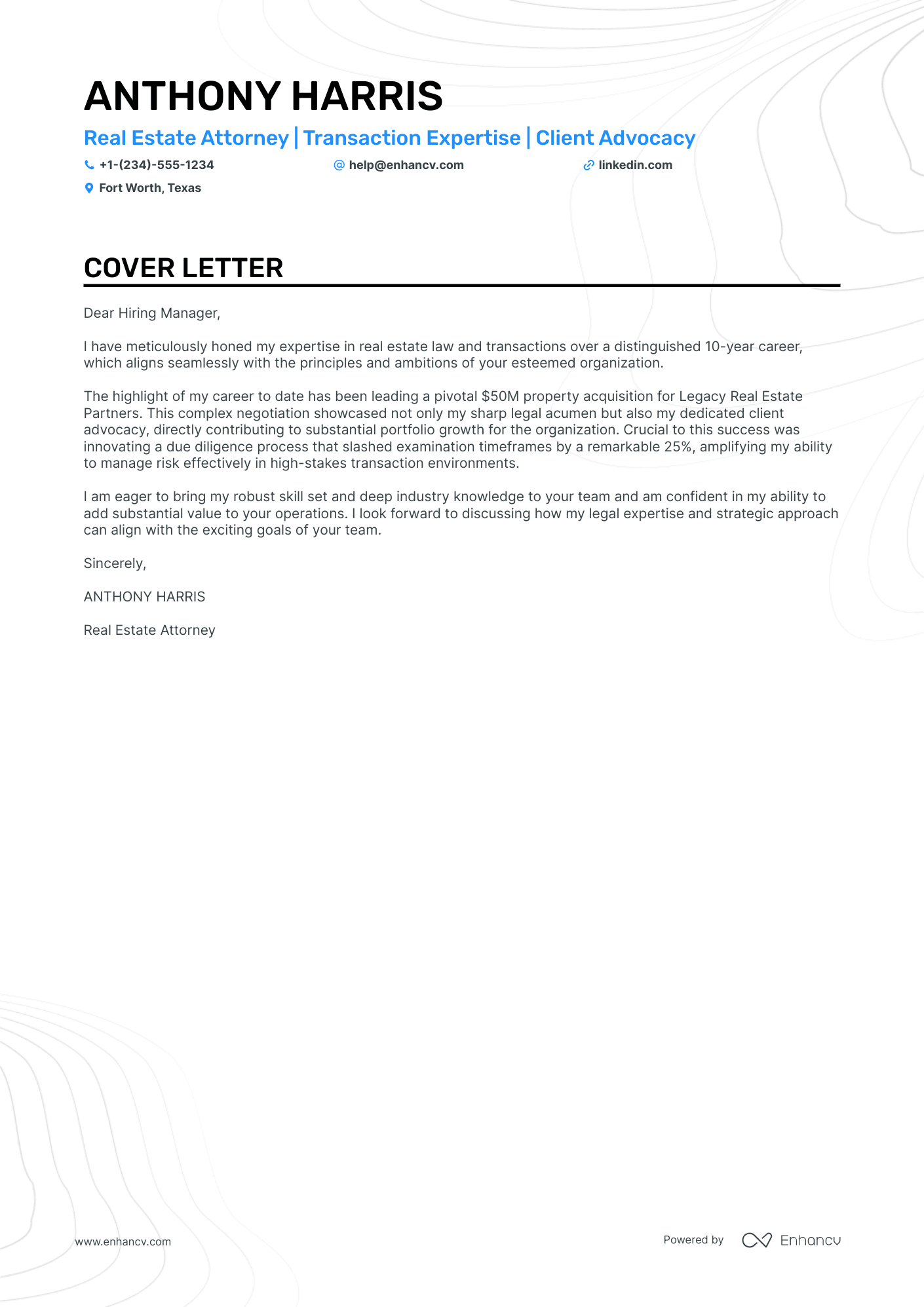 Real Estate Lawyer cover letter