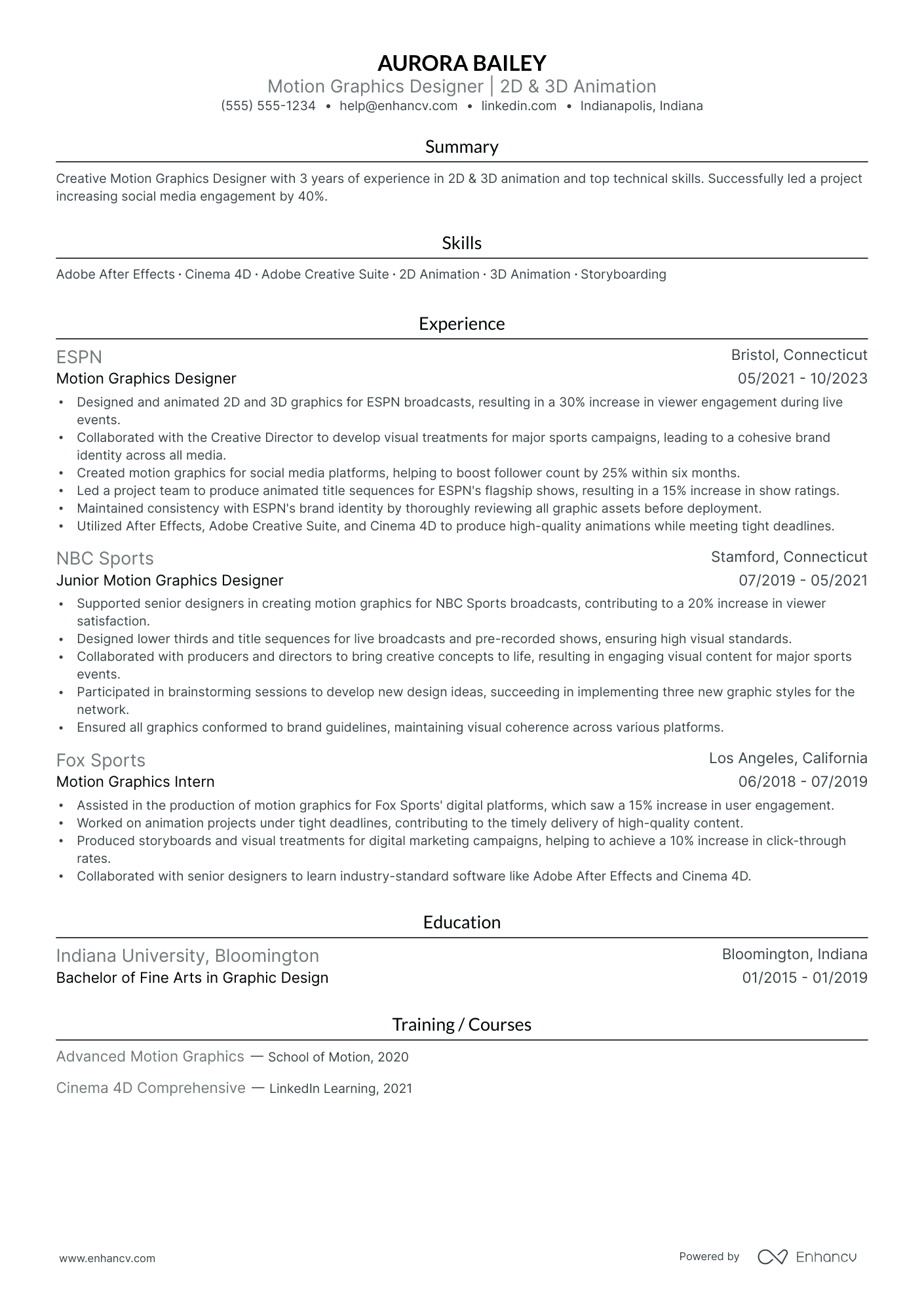 Storyboard Artist resume example