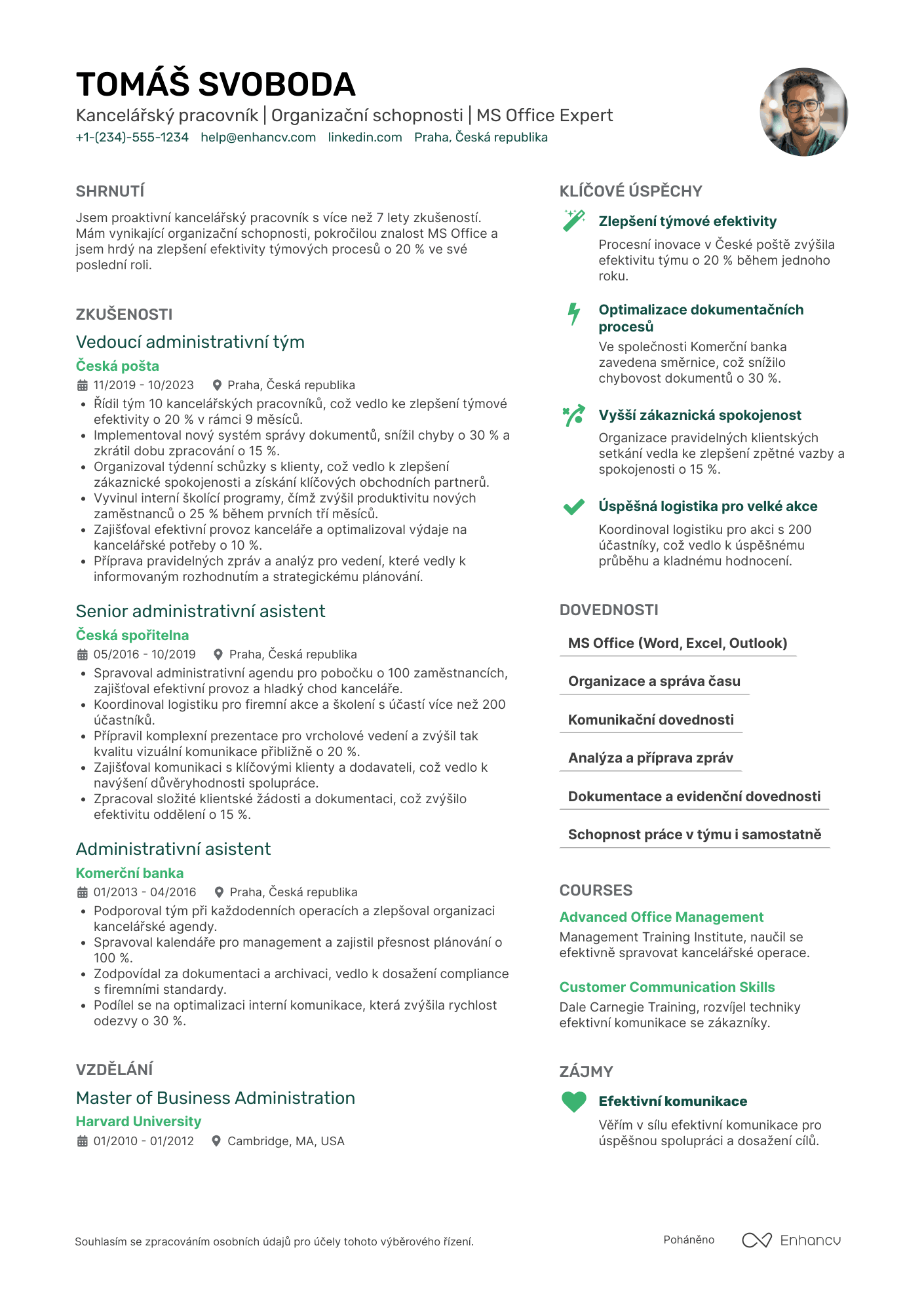 Kancelářský pracovník CV