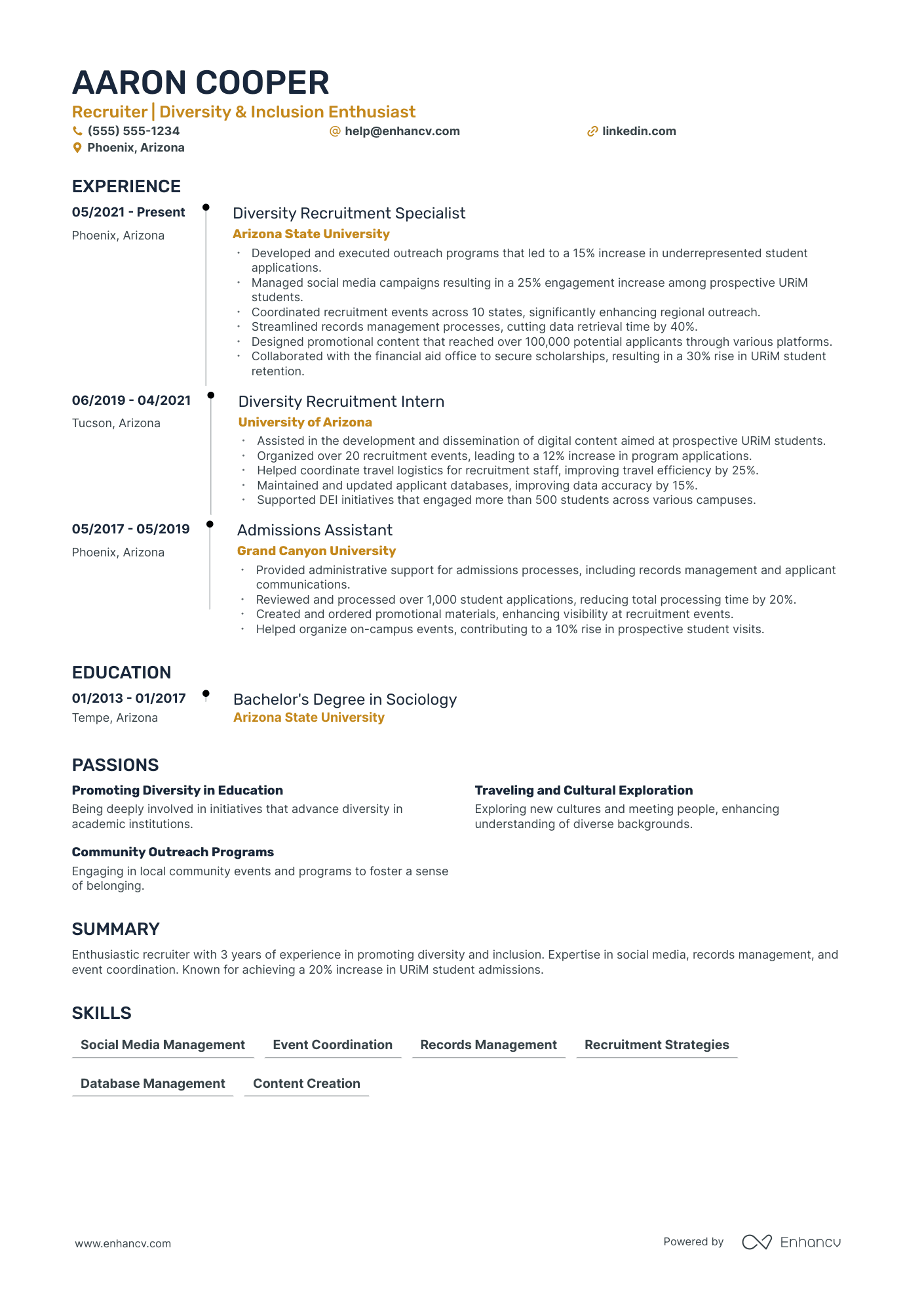 Diversity Recruiter resume example