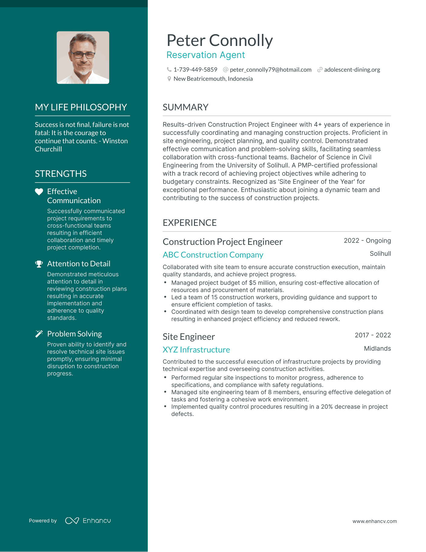 Creative Reservation Agent Resume Example