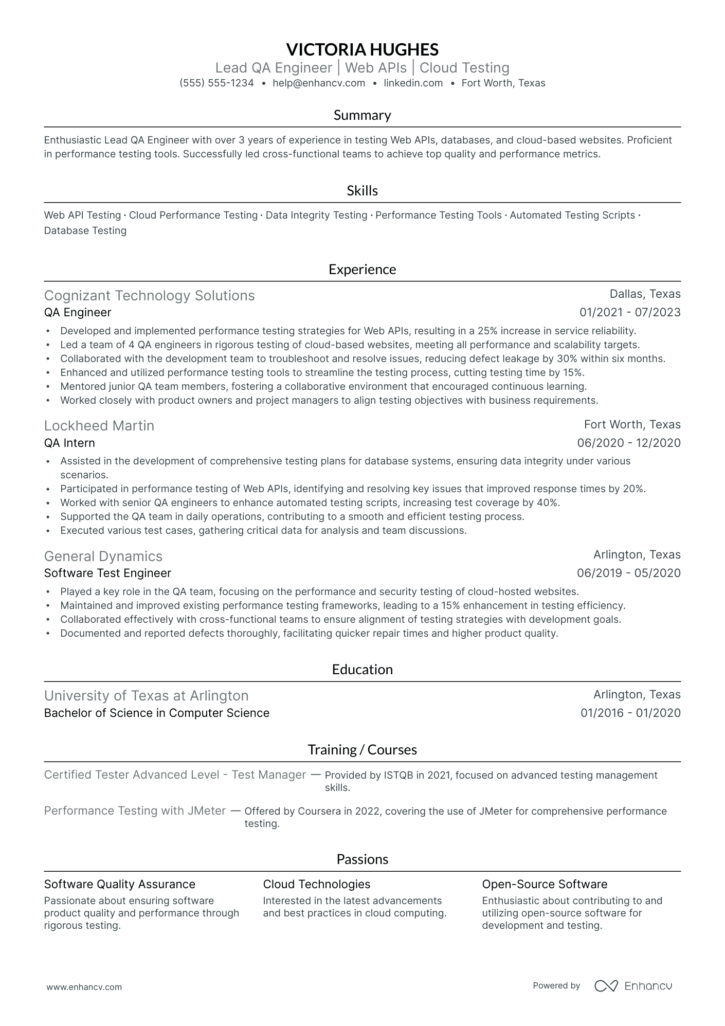 Lead Test Engineer resume example