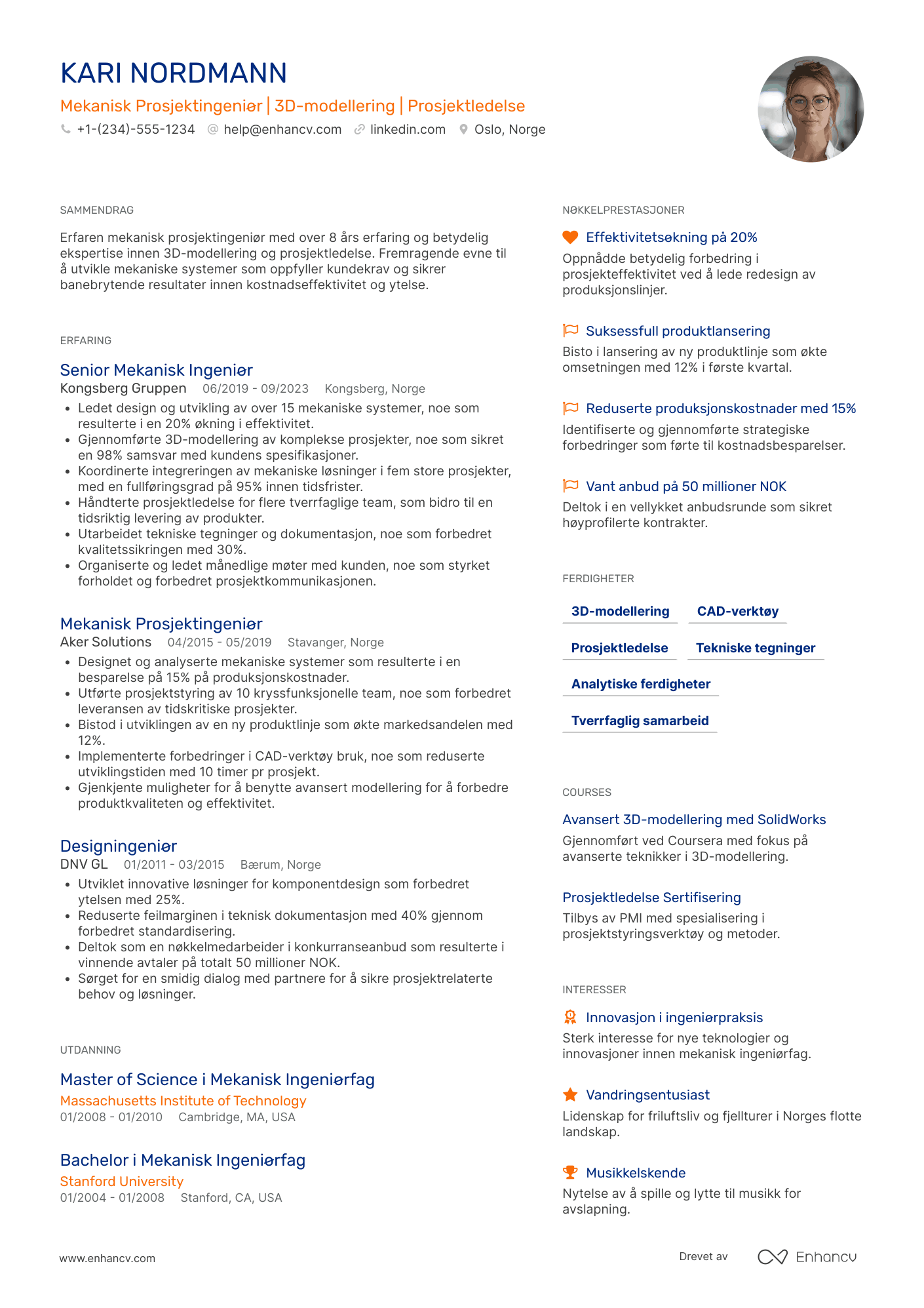 Mekanisk prosjektingeniør CV