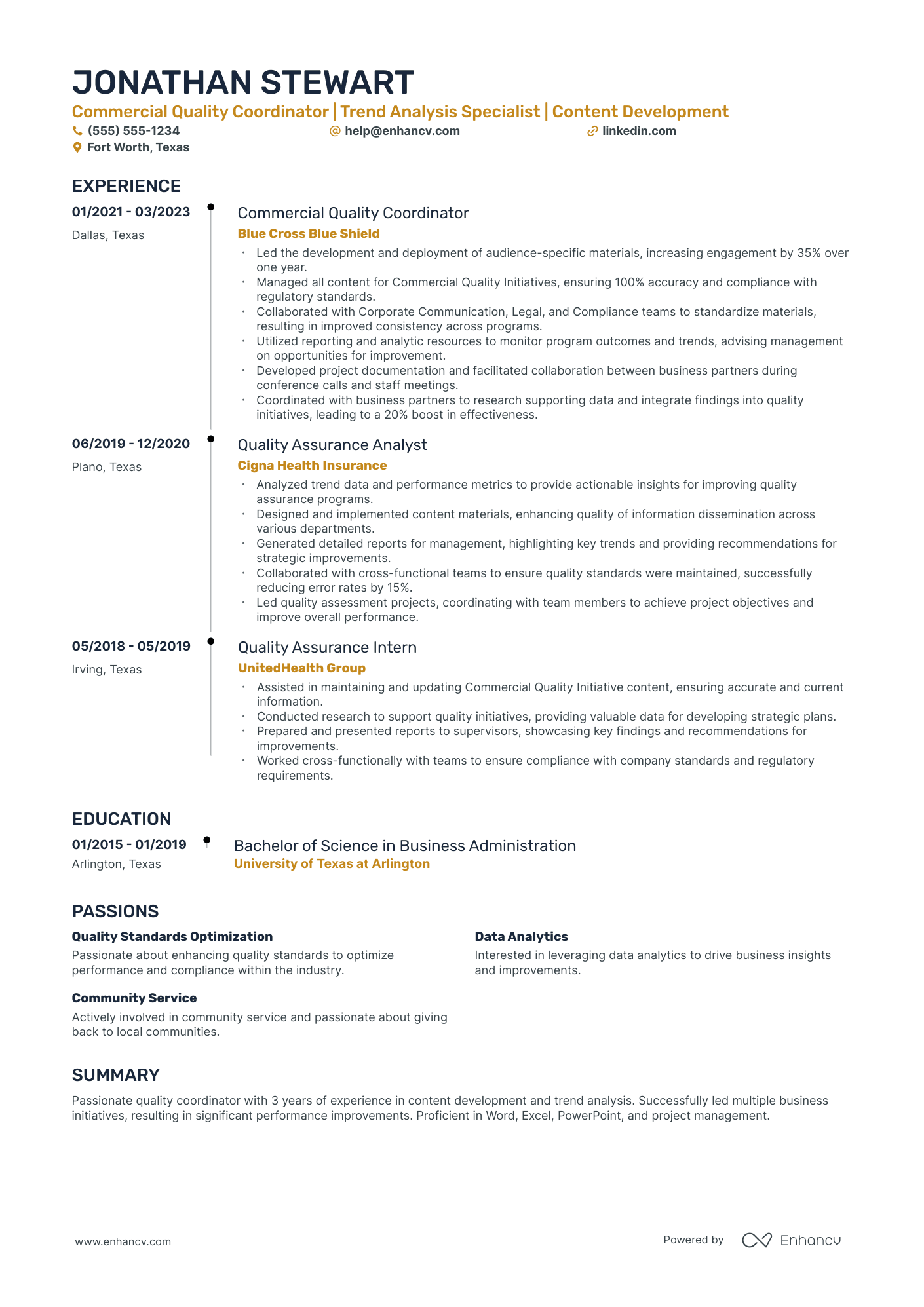 Change Management Specialist resume example