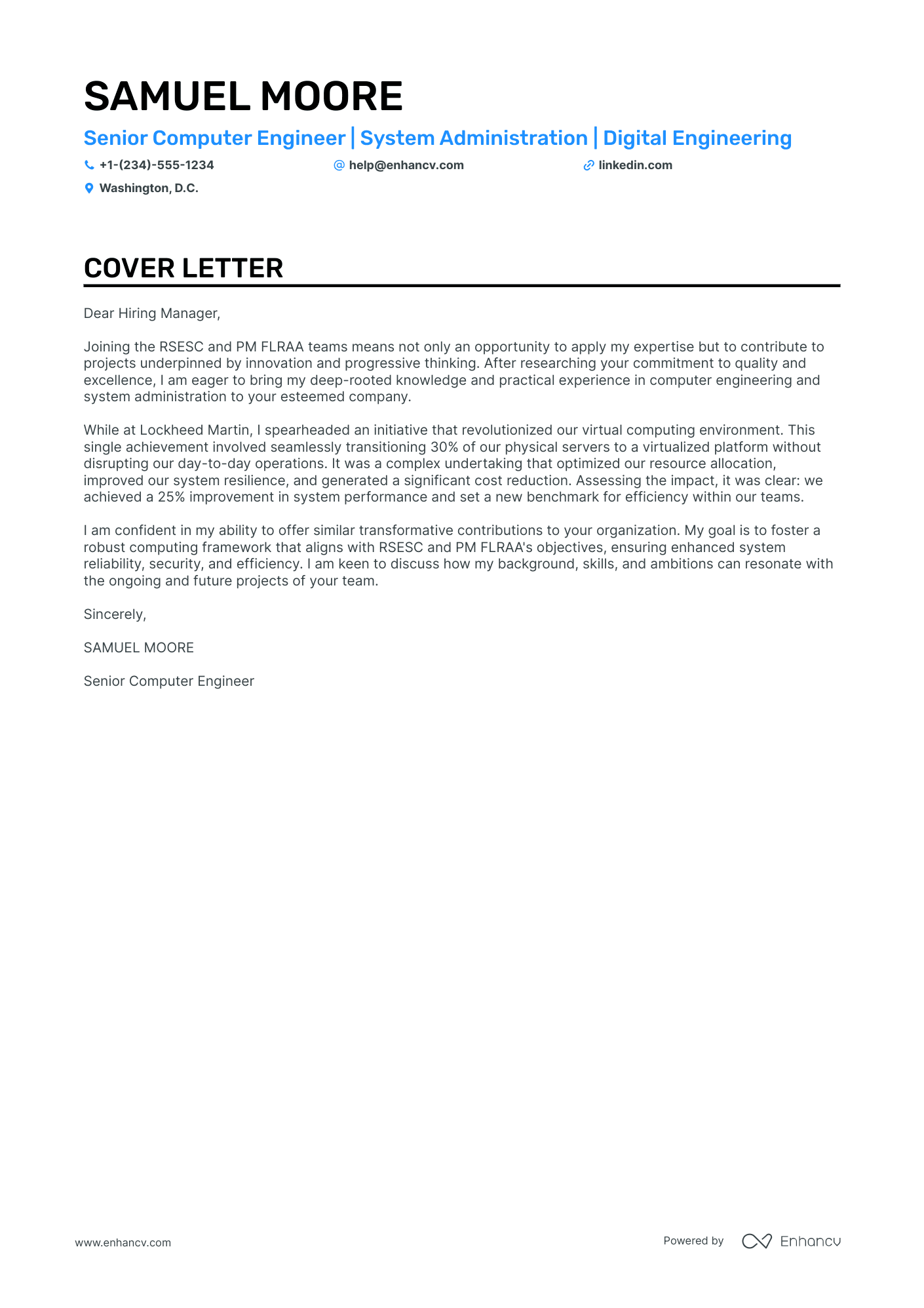 Computer Engineer cover letter