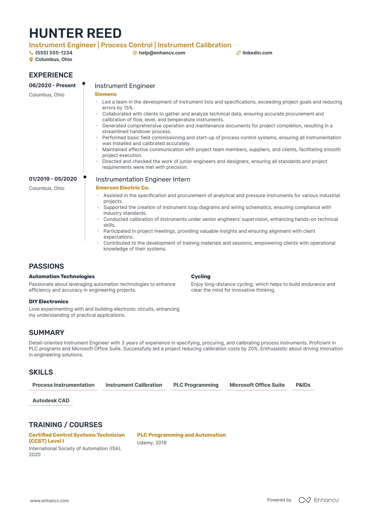 Lead Instrumentation Engineer Resume Example Resume Example