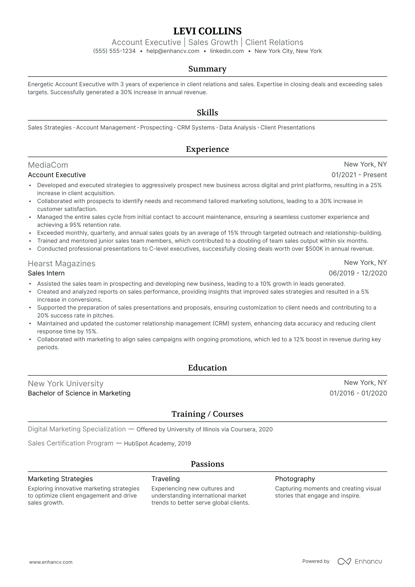 Advertising Account Manager resume example