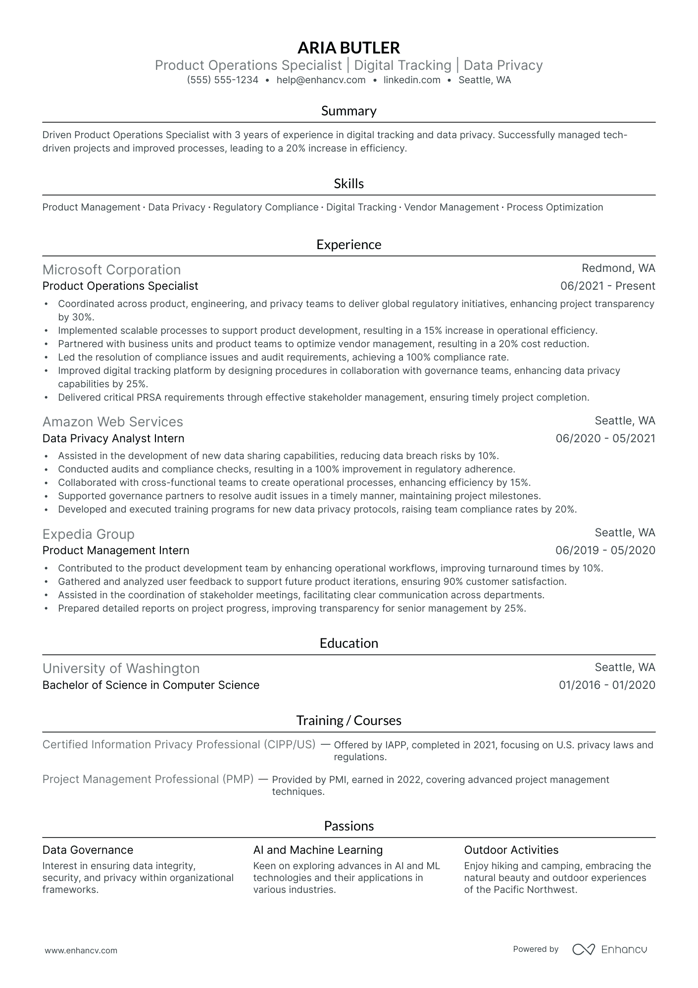 Product Operations Manager resume example