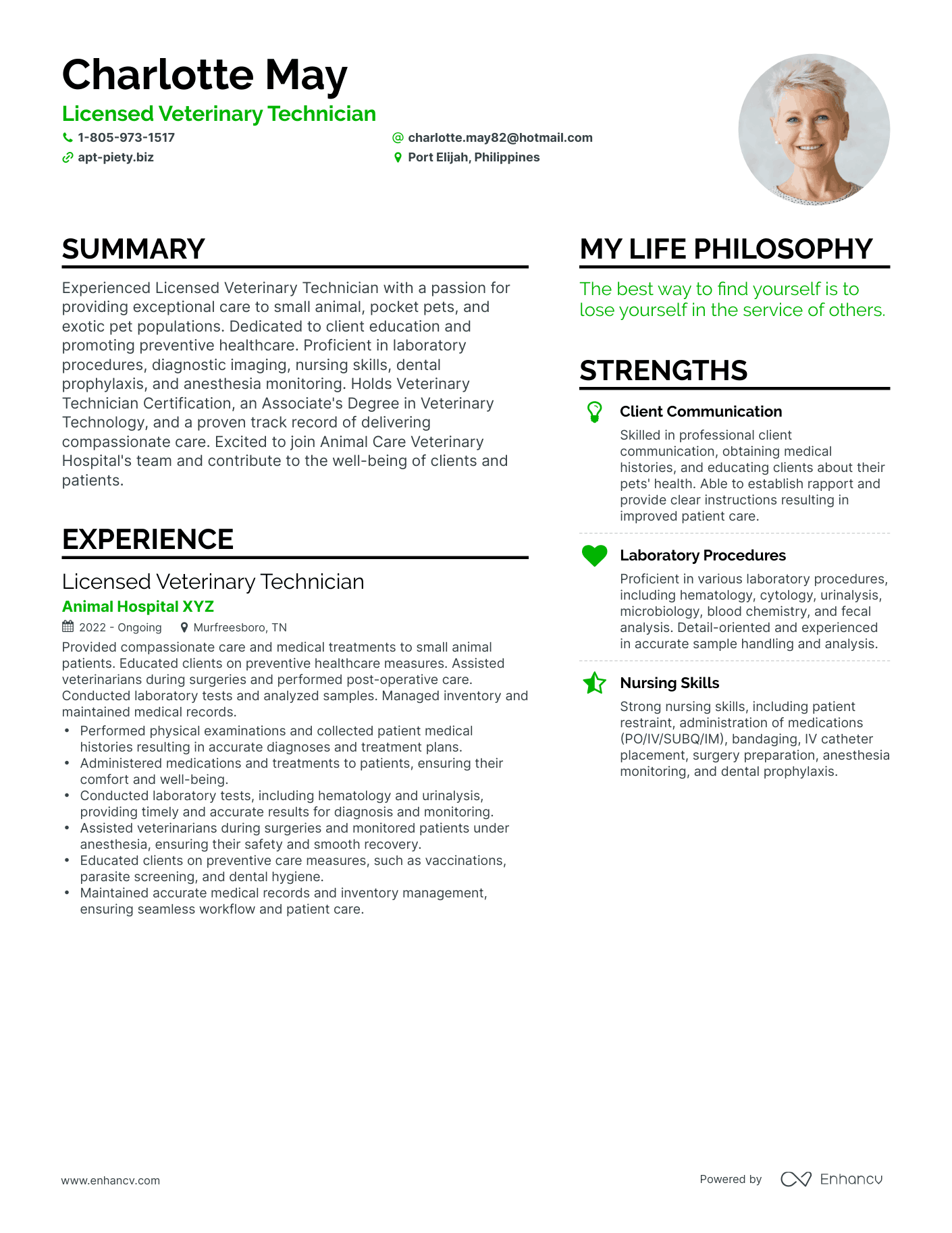 skills to put on a resume for vet tech