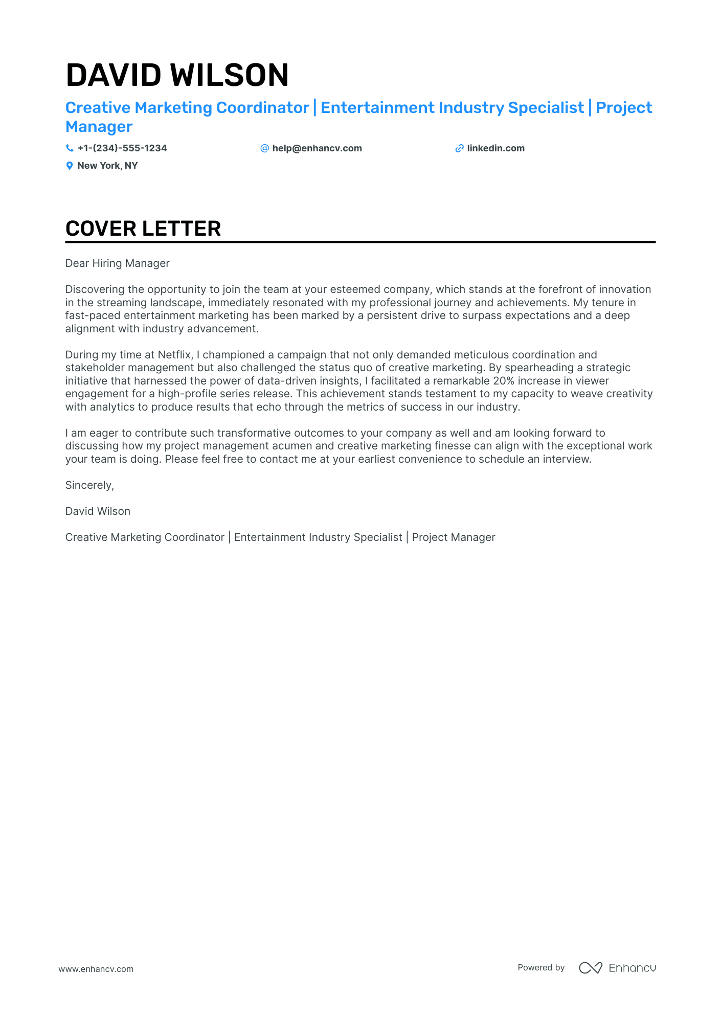 Creative Marketing cover letter
