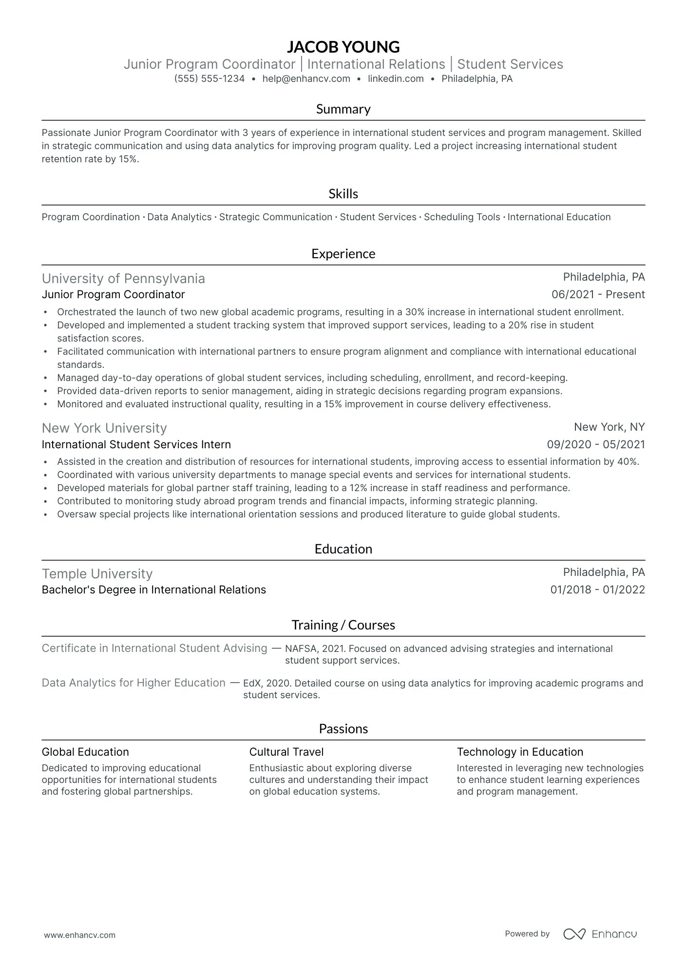 International Growth Manager resume example