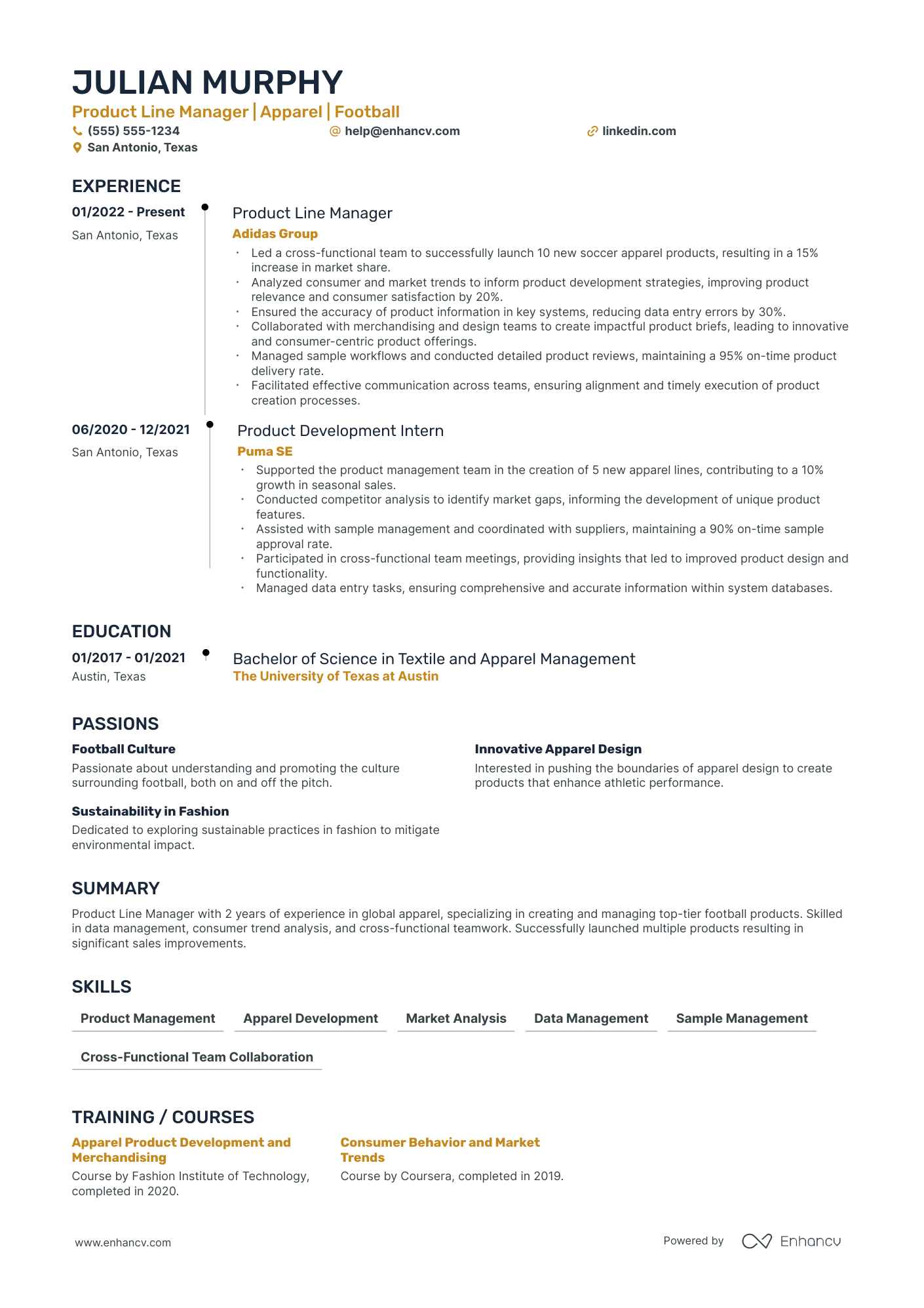 Global Product Manager resume example