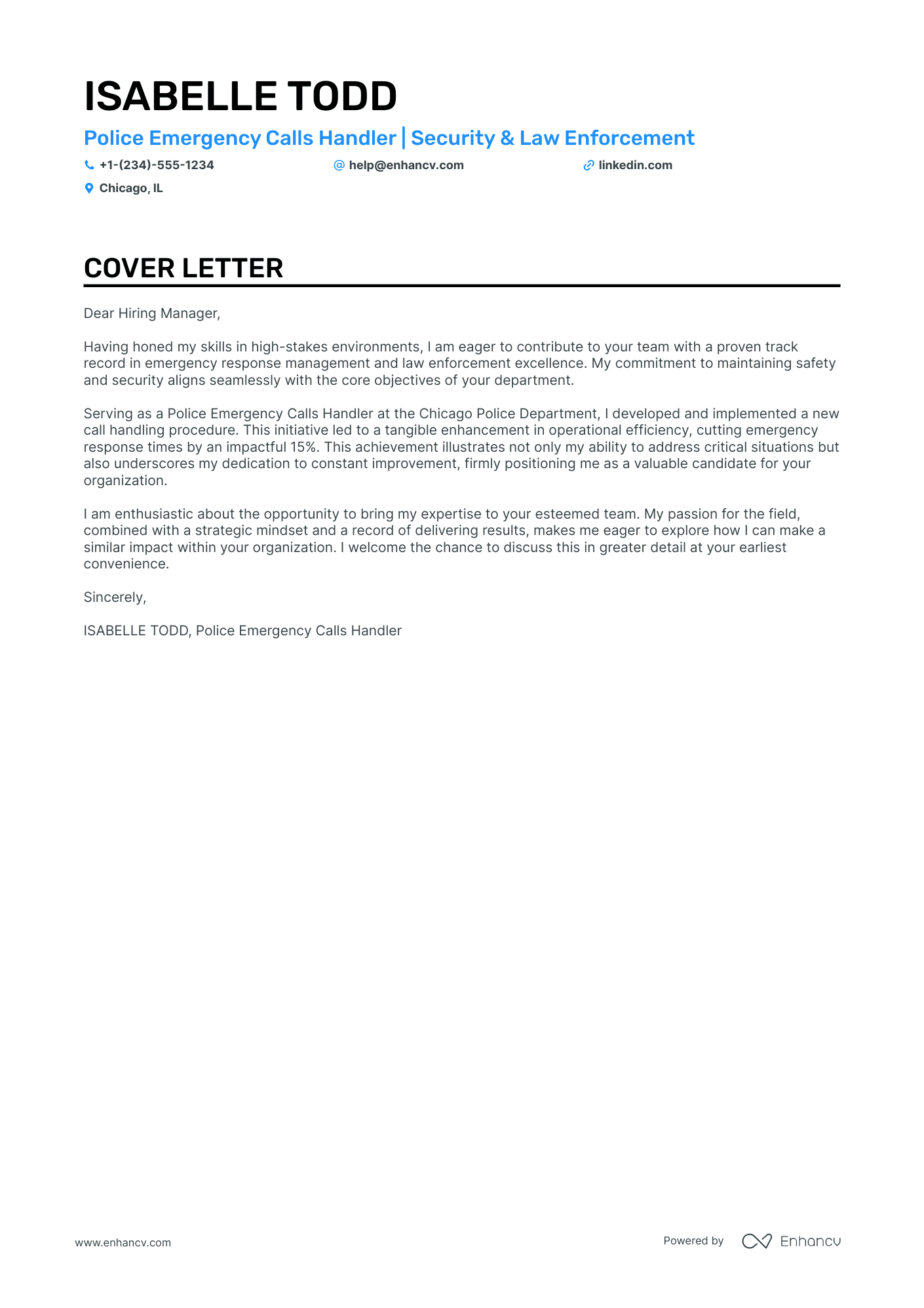 Entry Level Police Officer cover letter