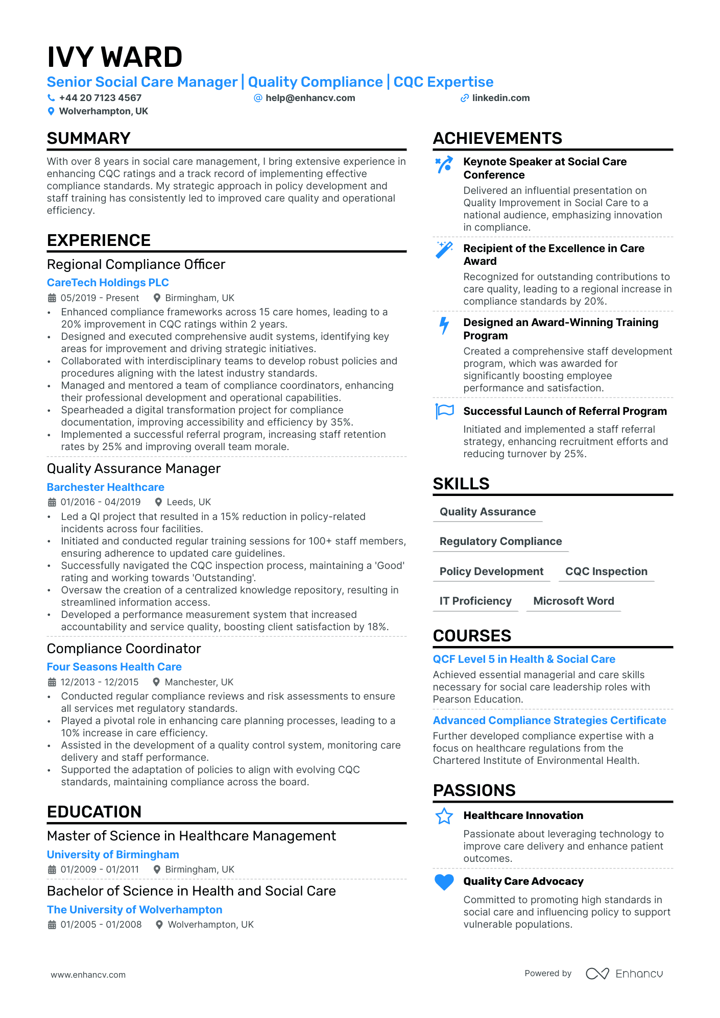 Compliance Manager cv example