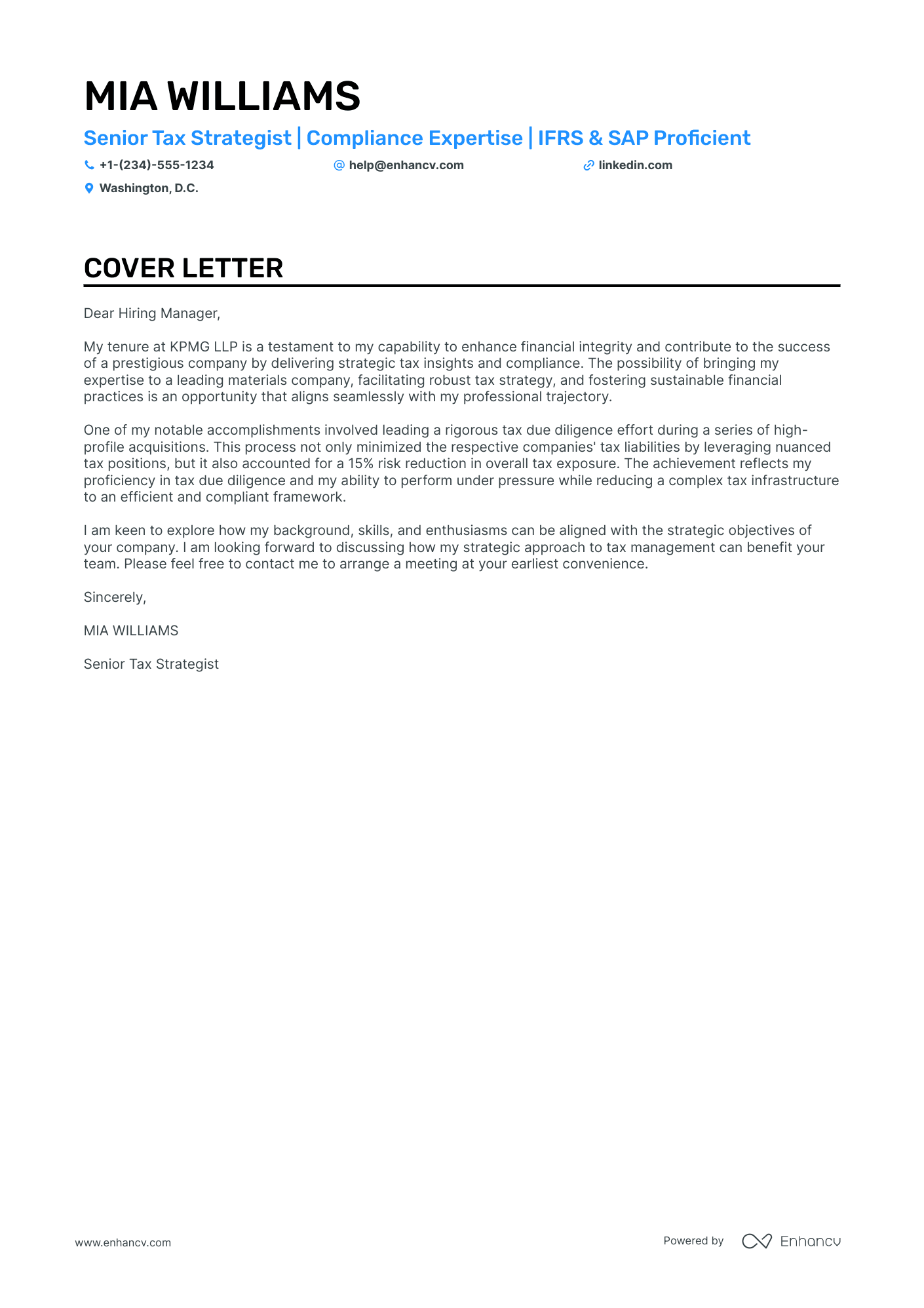 Tax Director cover letter