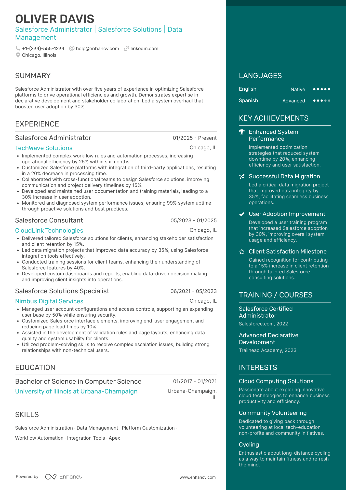 Salesforce resume example