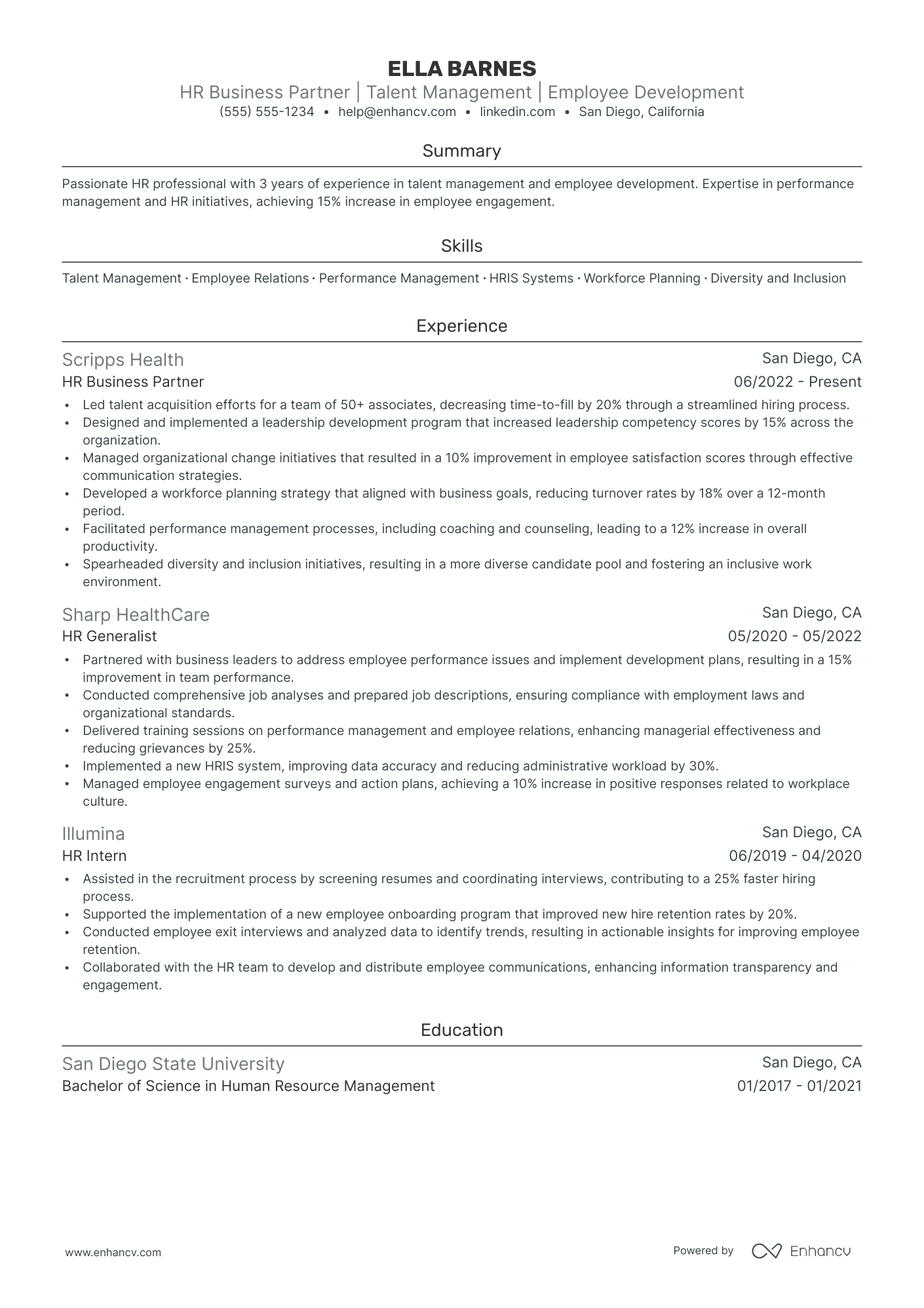 Senior HR Director resume example