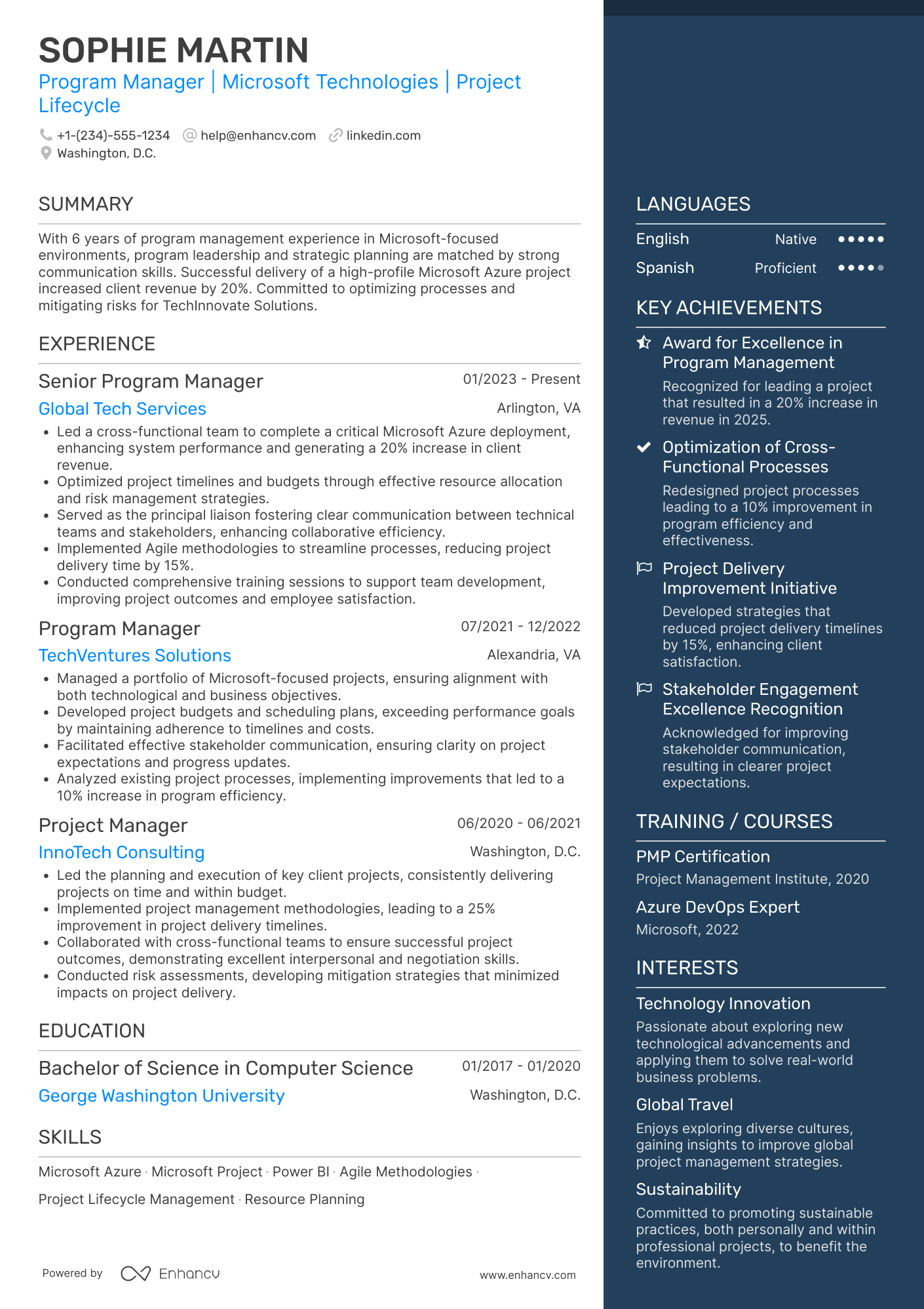 Microsoft Program Manager resume example
