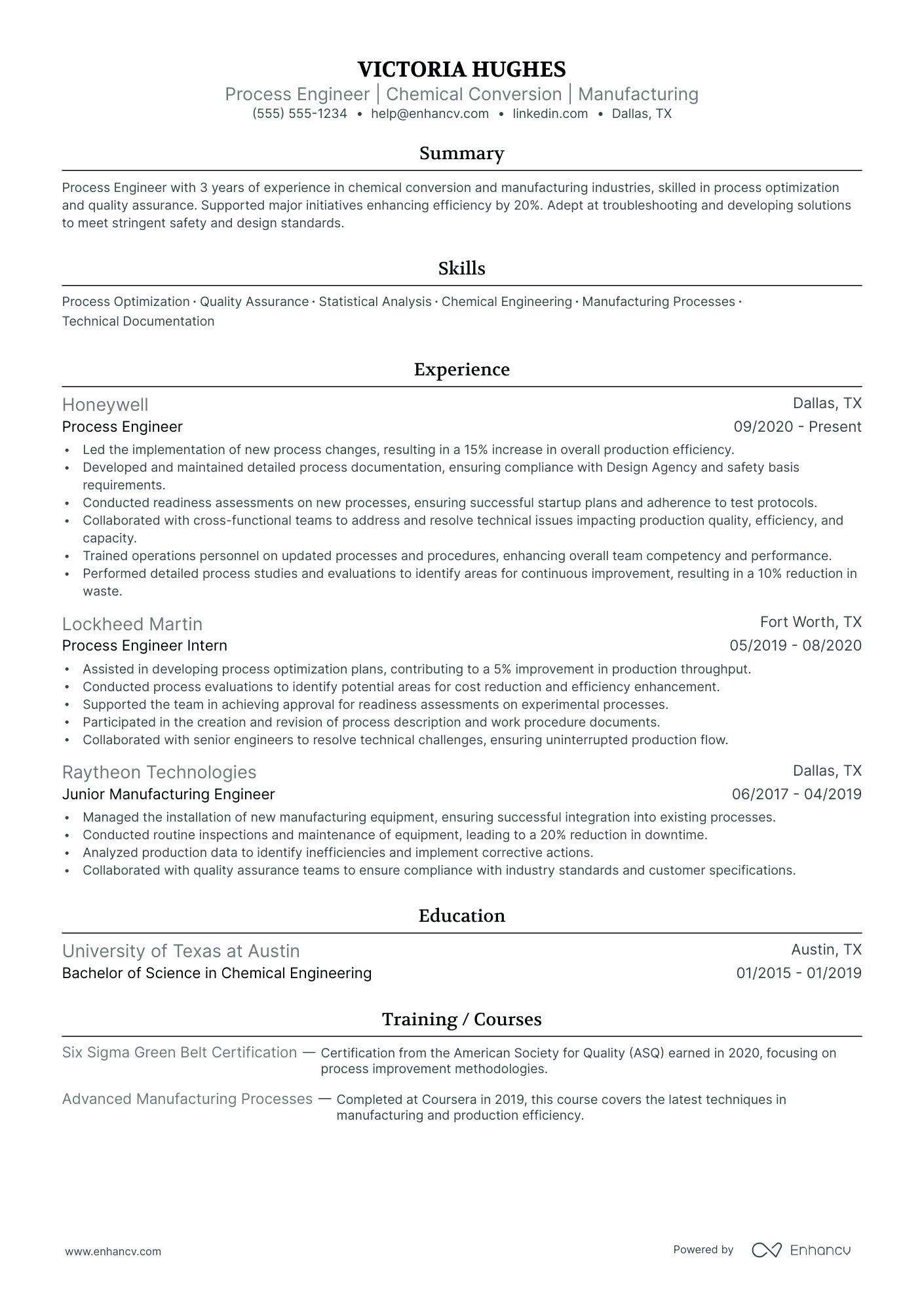 Process Engineer resume example