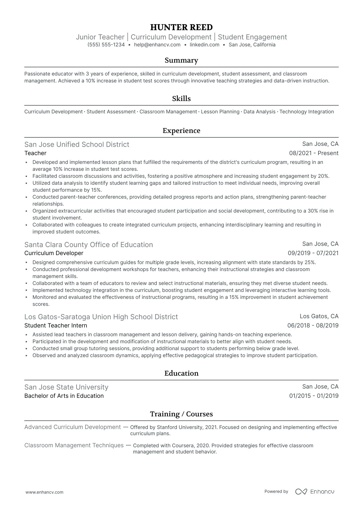 Elementary Teacher Aide resume example