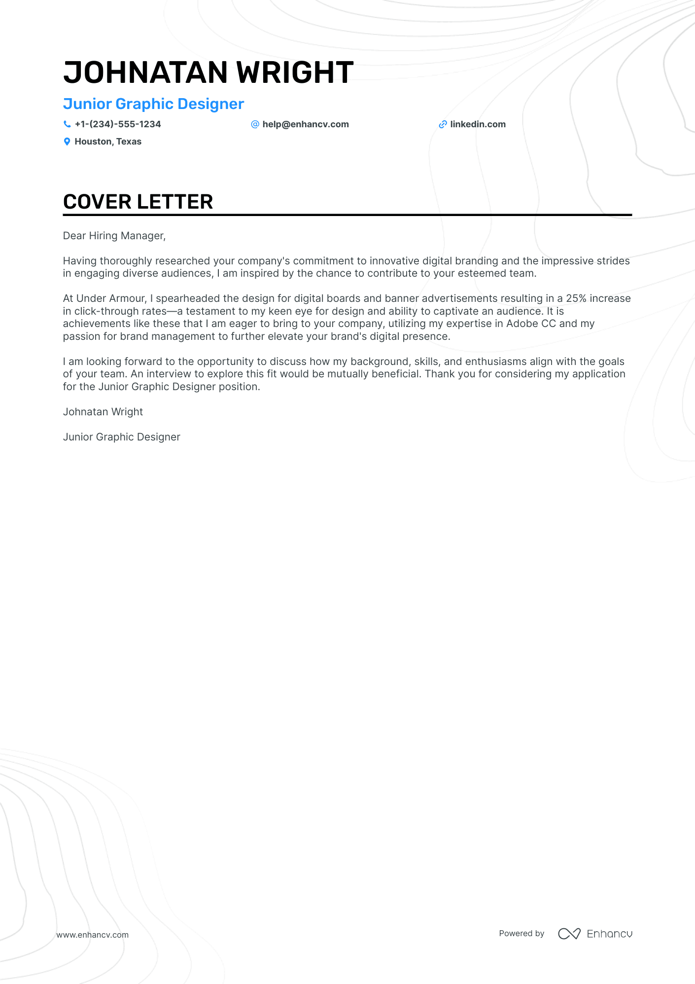 Junior Graphic Designer cover letter