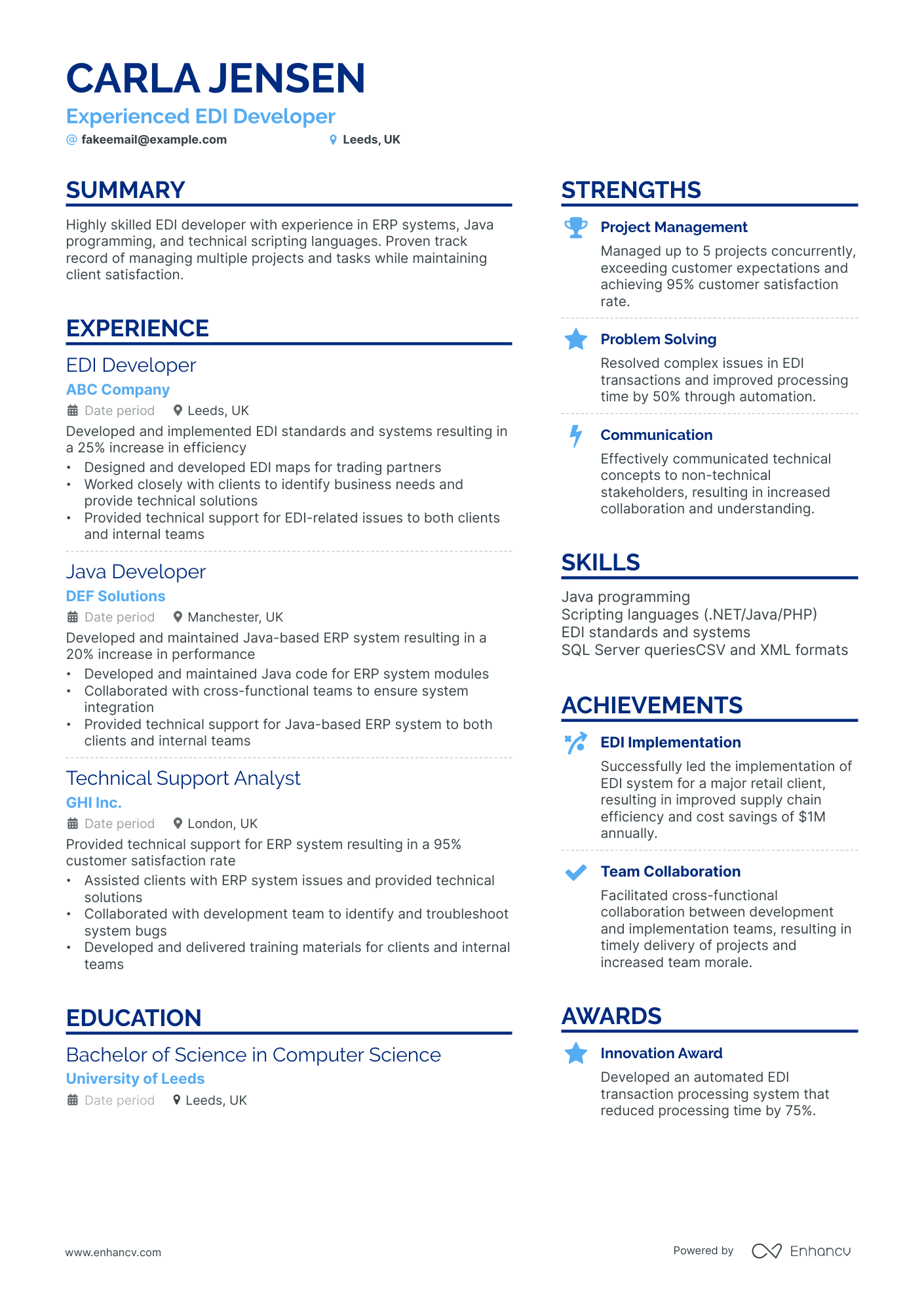 EDI Developer resume example