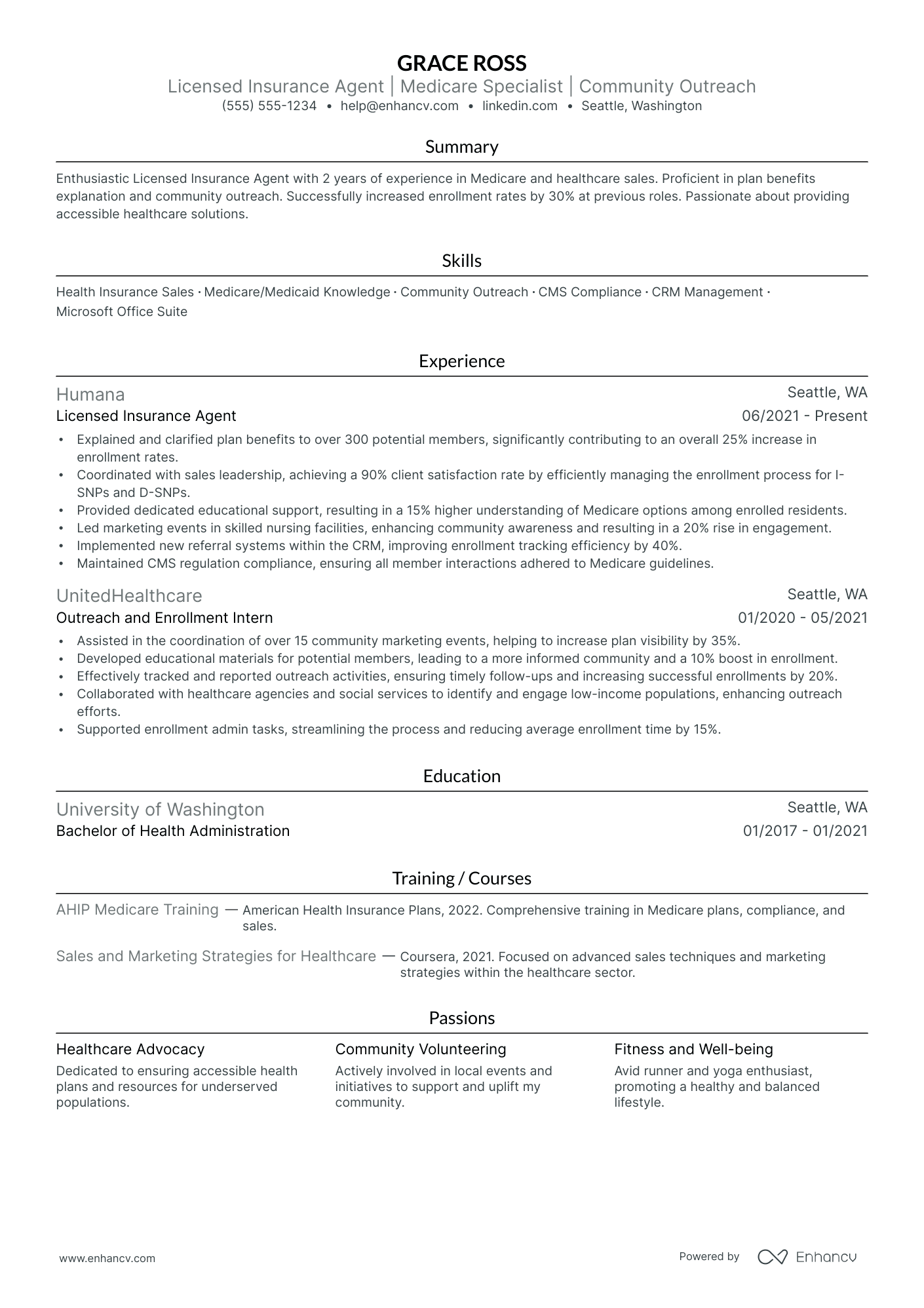 Senior Licensed Insurance Agent resume example