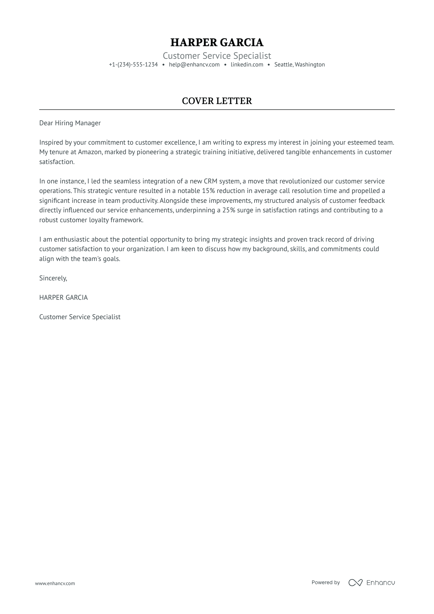 Customer Service Retail cover letter