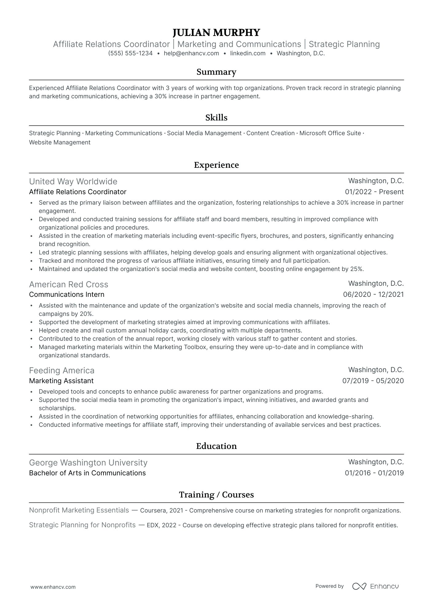 Affiliate Marketing Coordinator resume example