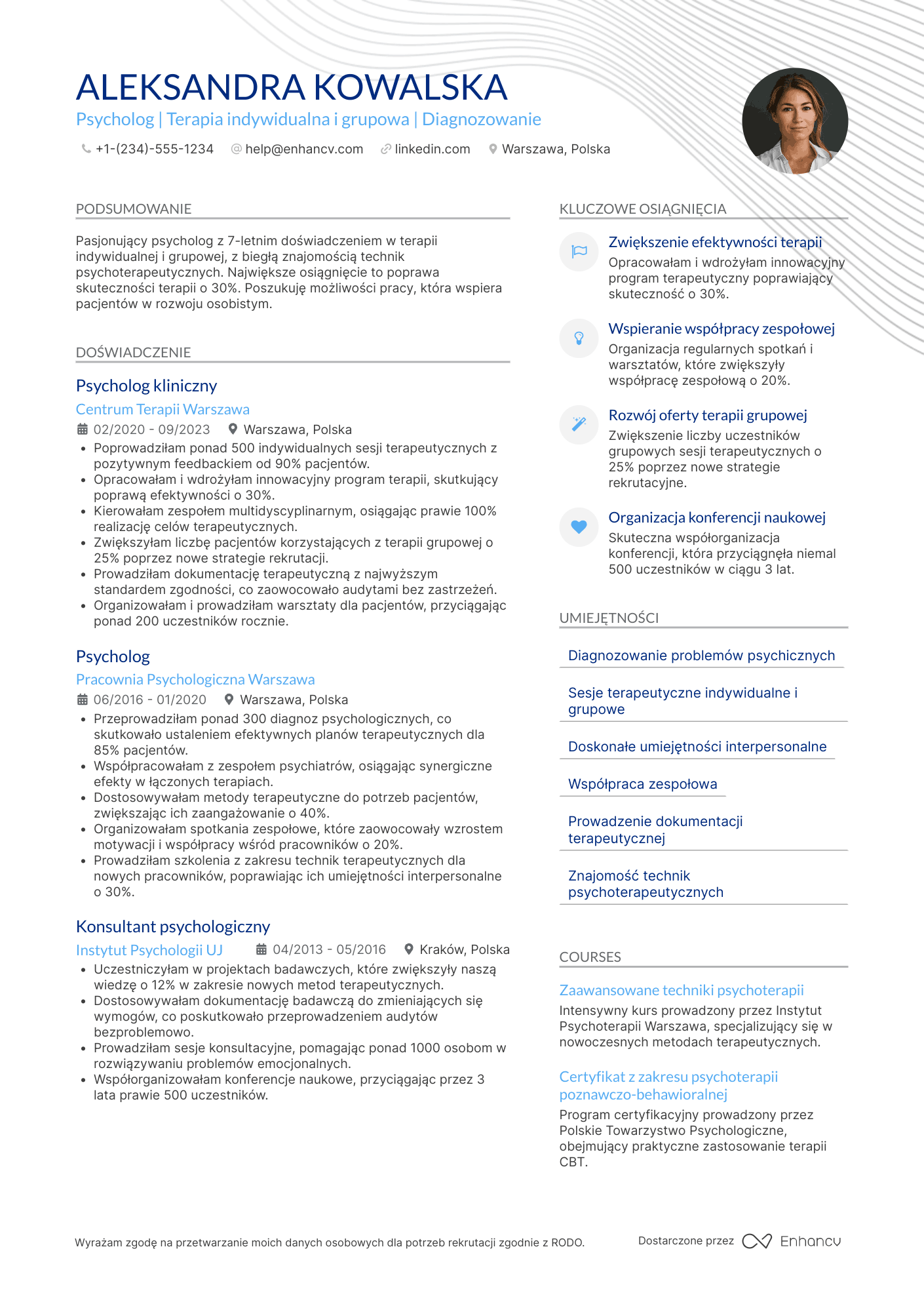 Psycholog CV