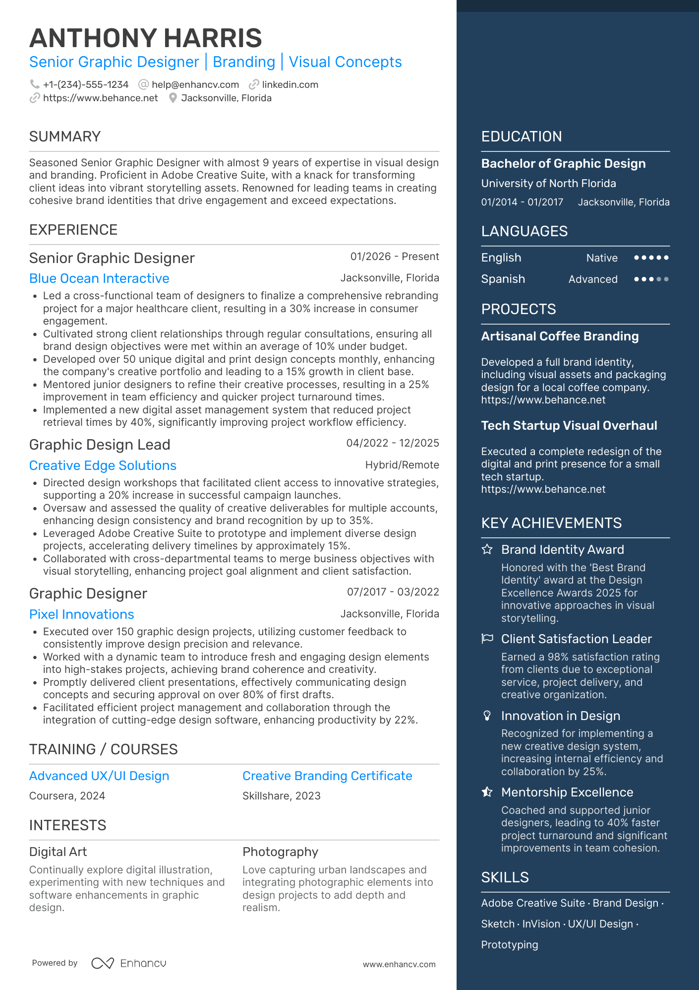 Senior Graphic Designer resume example