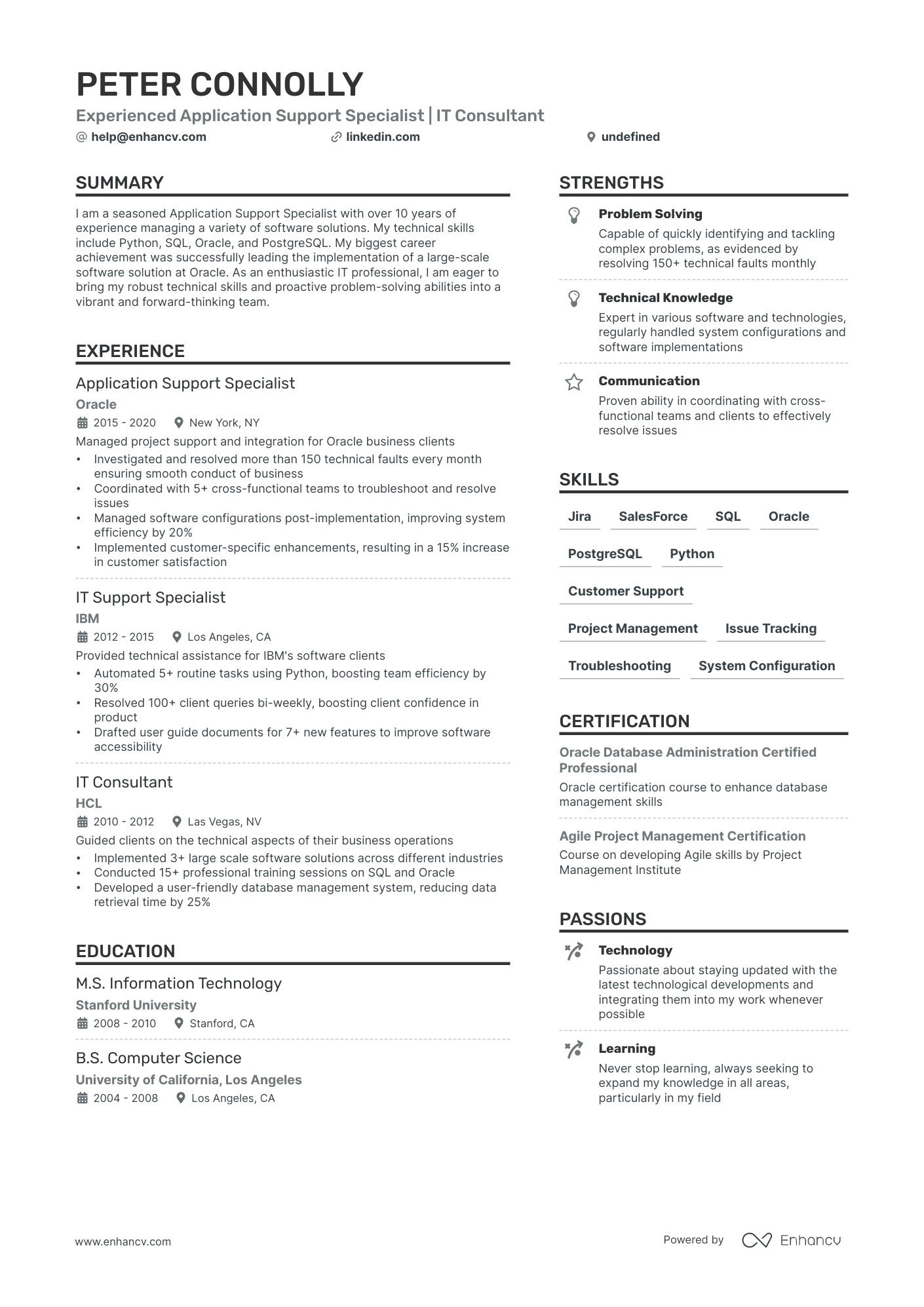 Application Support Specialist resume example