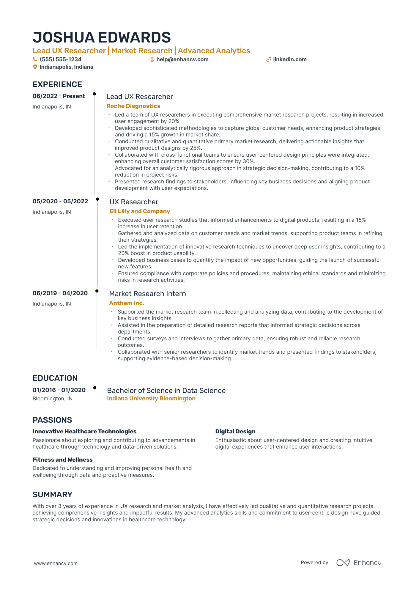 UX Research Manager resume example