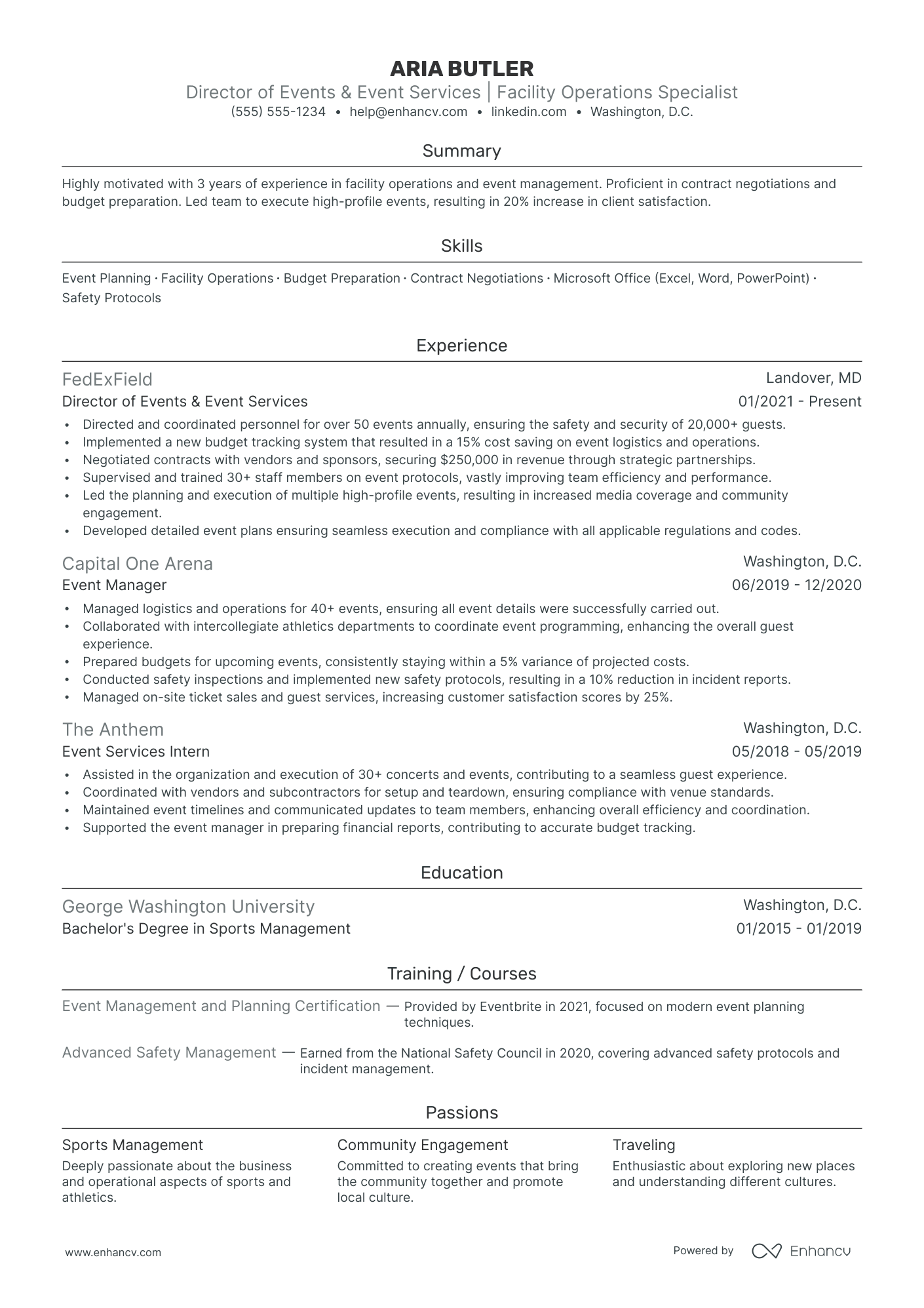 Director of Event Management resume example