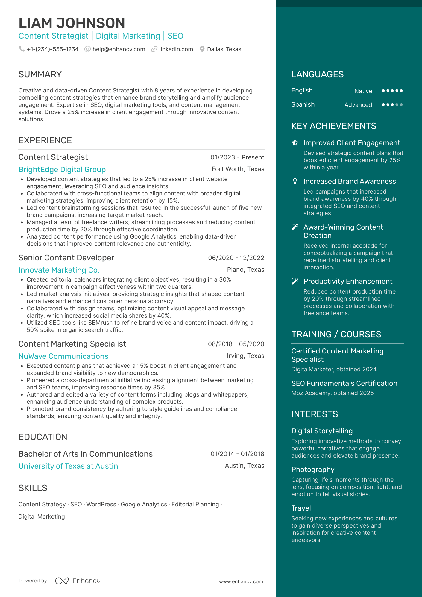 Content Strategist resume example
