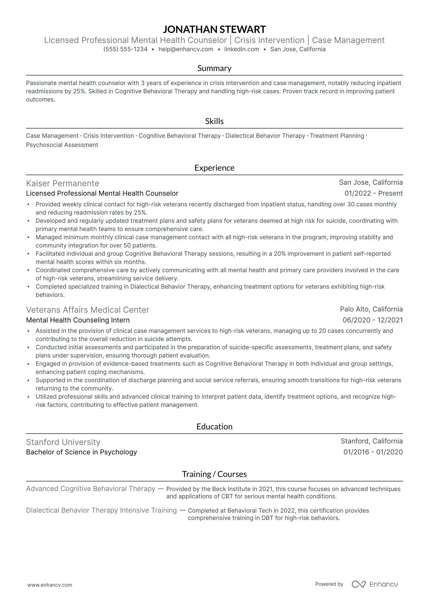 Chief Rehabilitation Counselor resume example