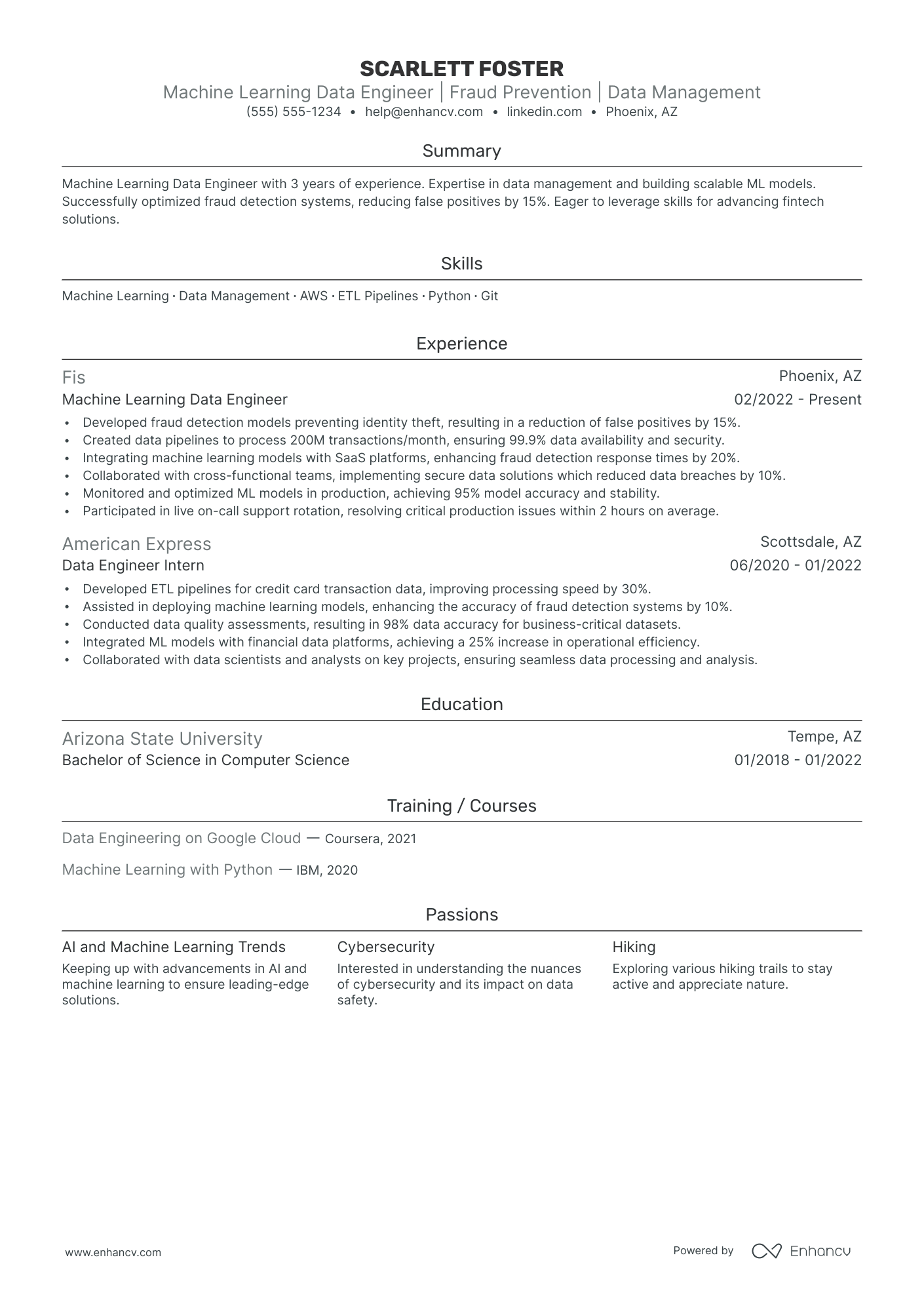 Machine Learning Application Engineer resume example